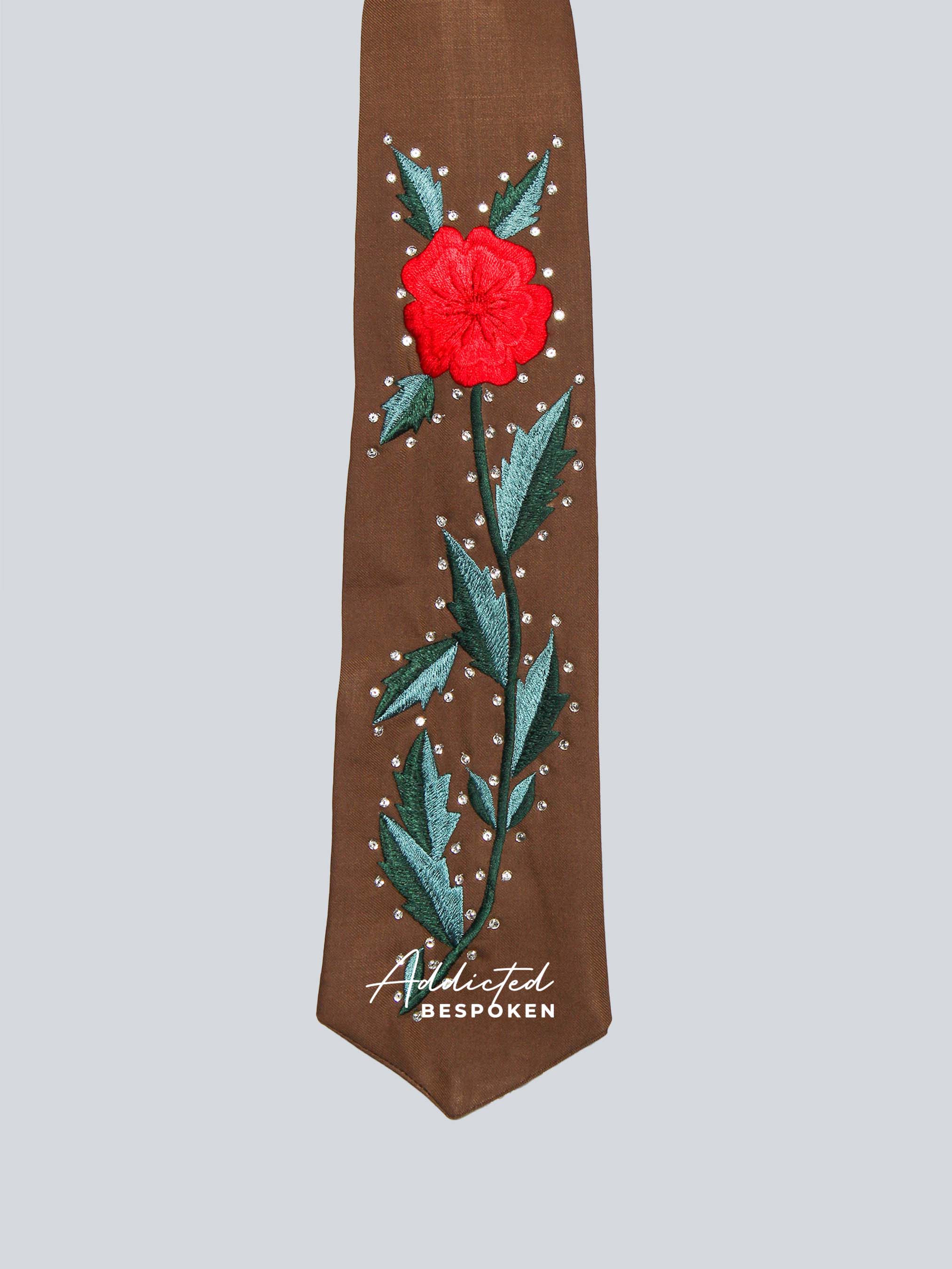 Floral Embroidered Brown Suit