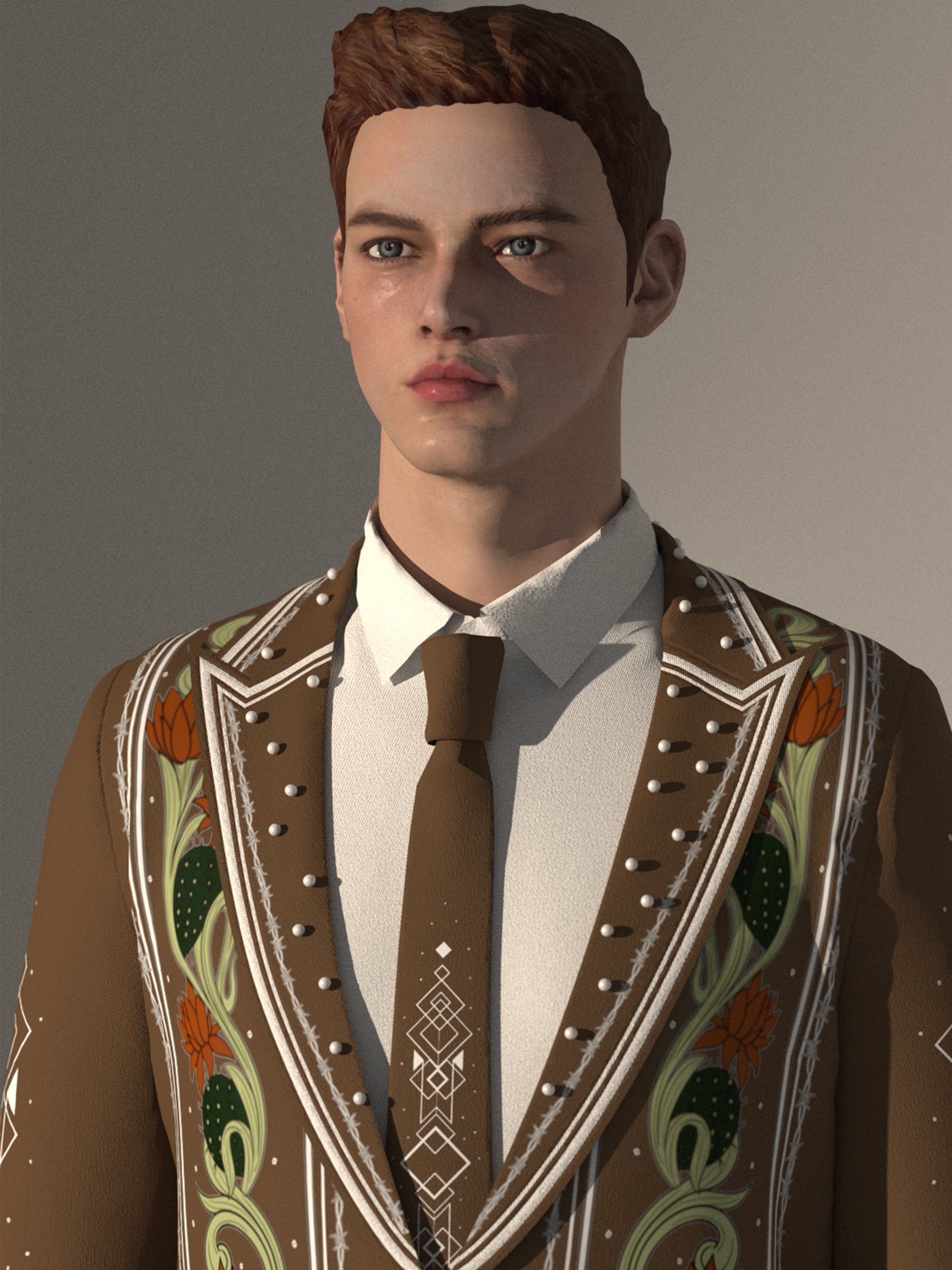 Rustic Cactus Embroidered Ensemble