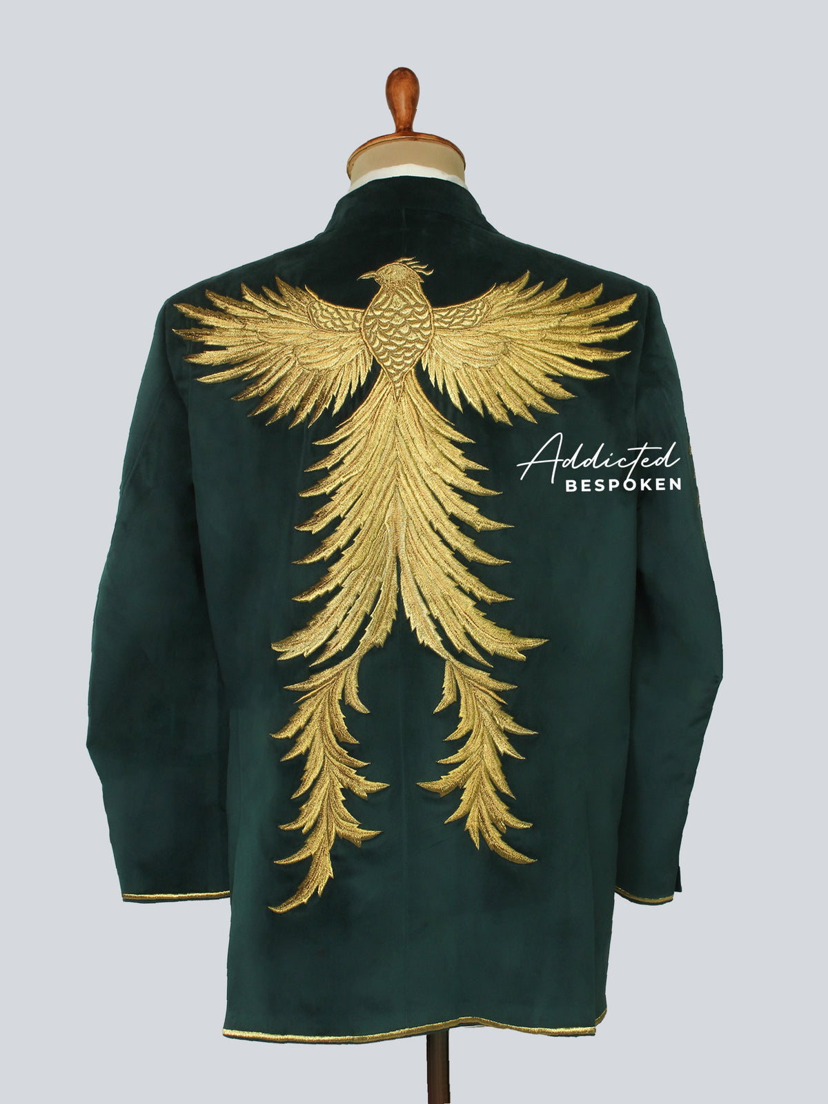 Dark Green Gold Leaf Suit Addicted Bespoken