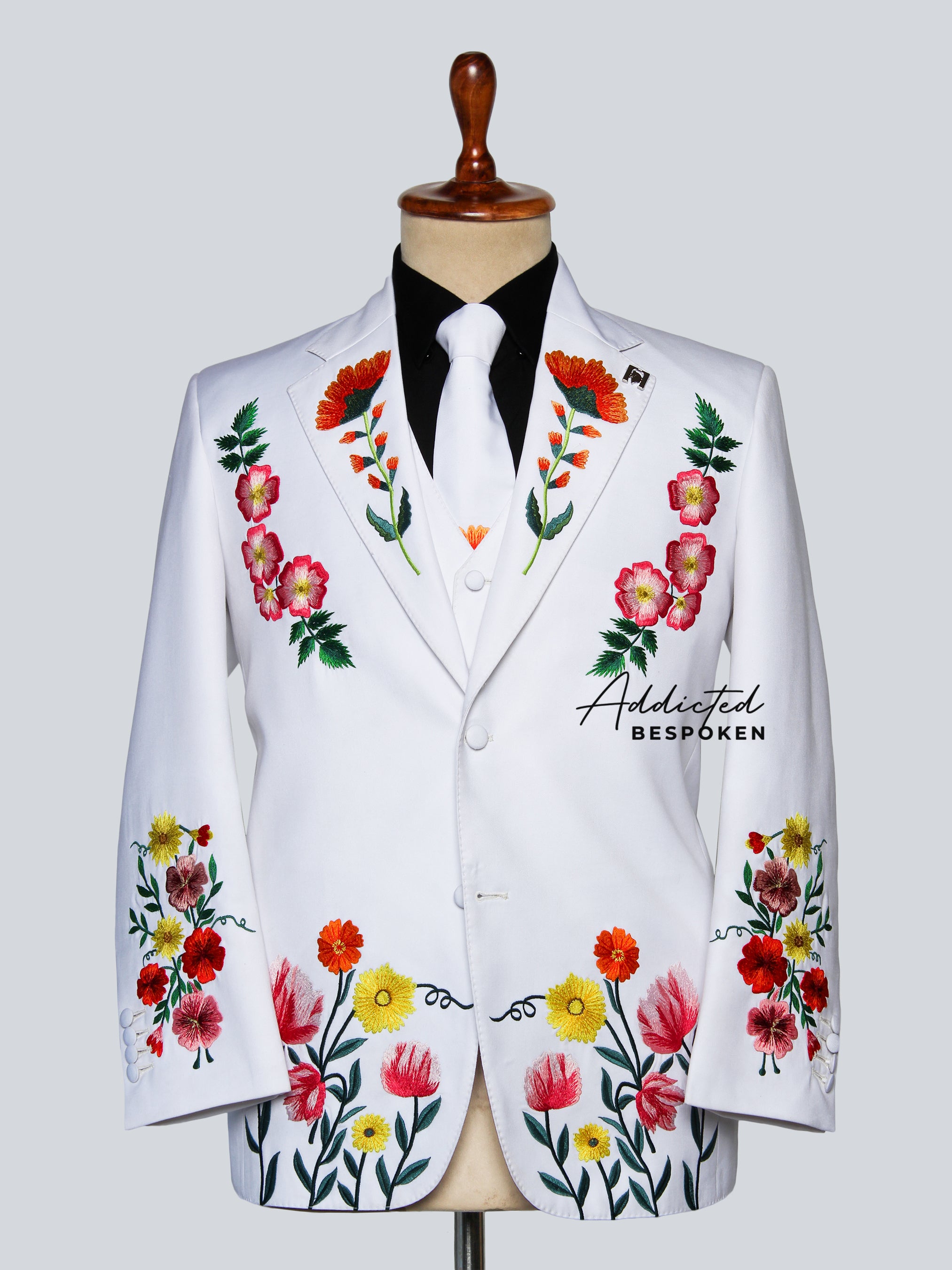 Vibrant Garden-Inspired Embroidered Suit