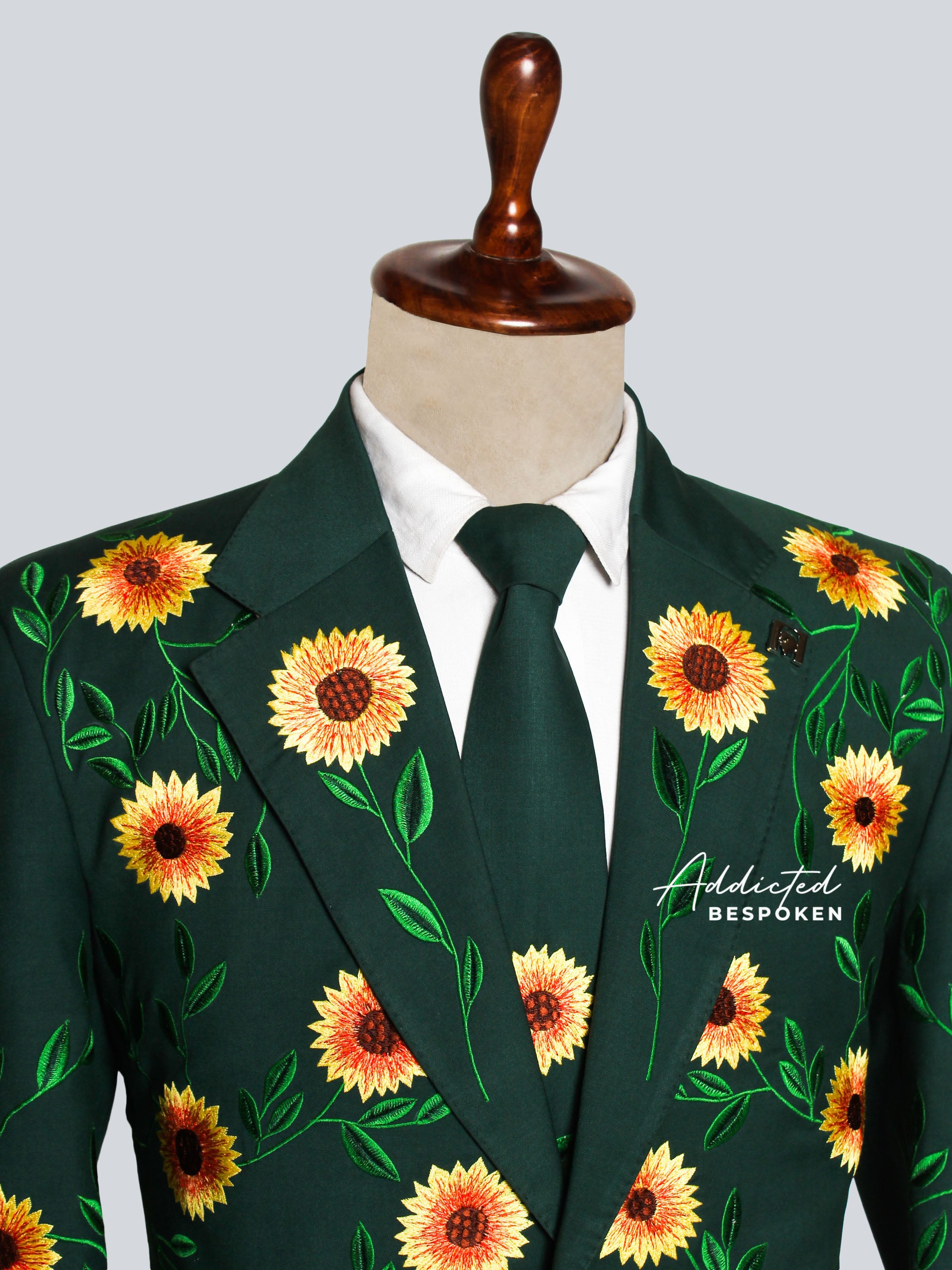 Artful Sunflower Embroidery Two-Piece Cocktail Suit