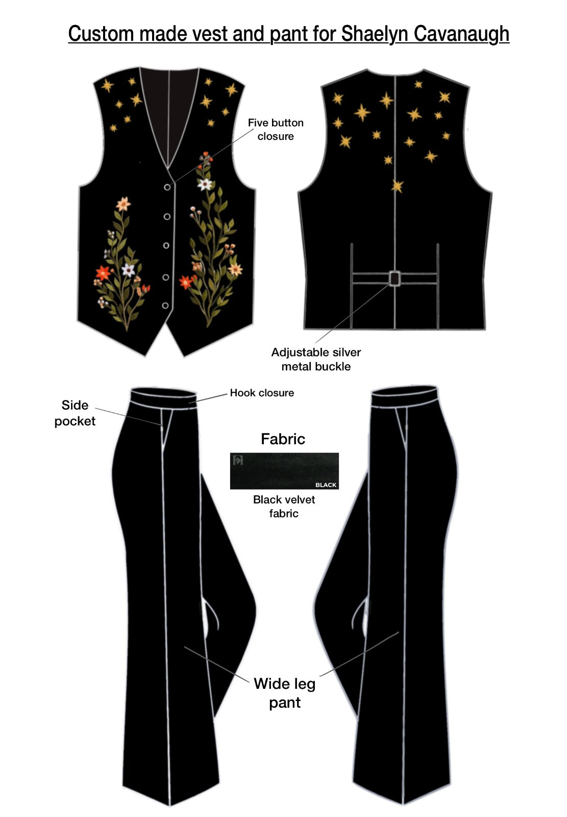 Custom Made Floral Vest Set for Shaelyn Cavanaugh 50% Deposit Addicted Bespoken