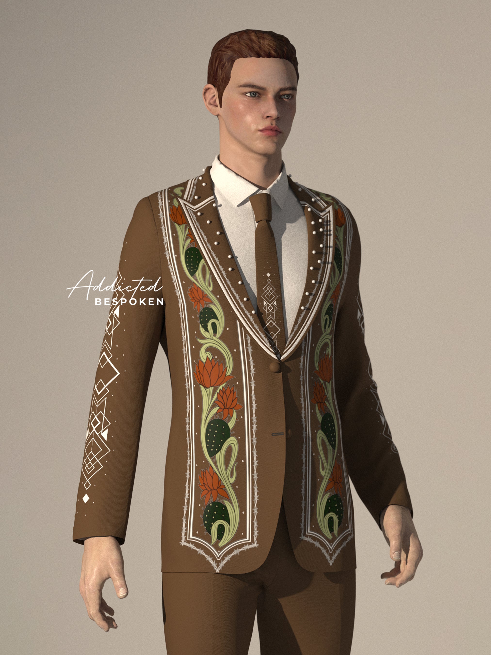 Rustic Cactus Embroidered Ensemble