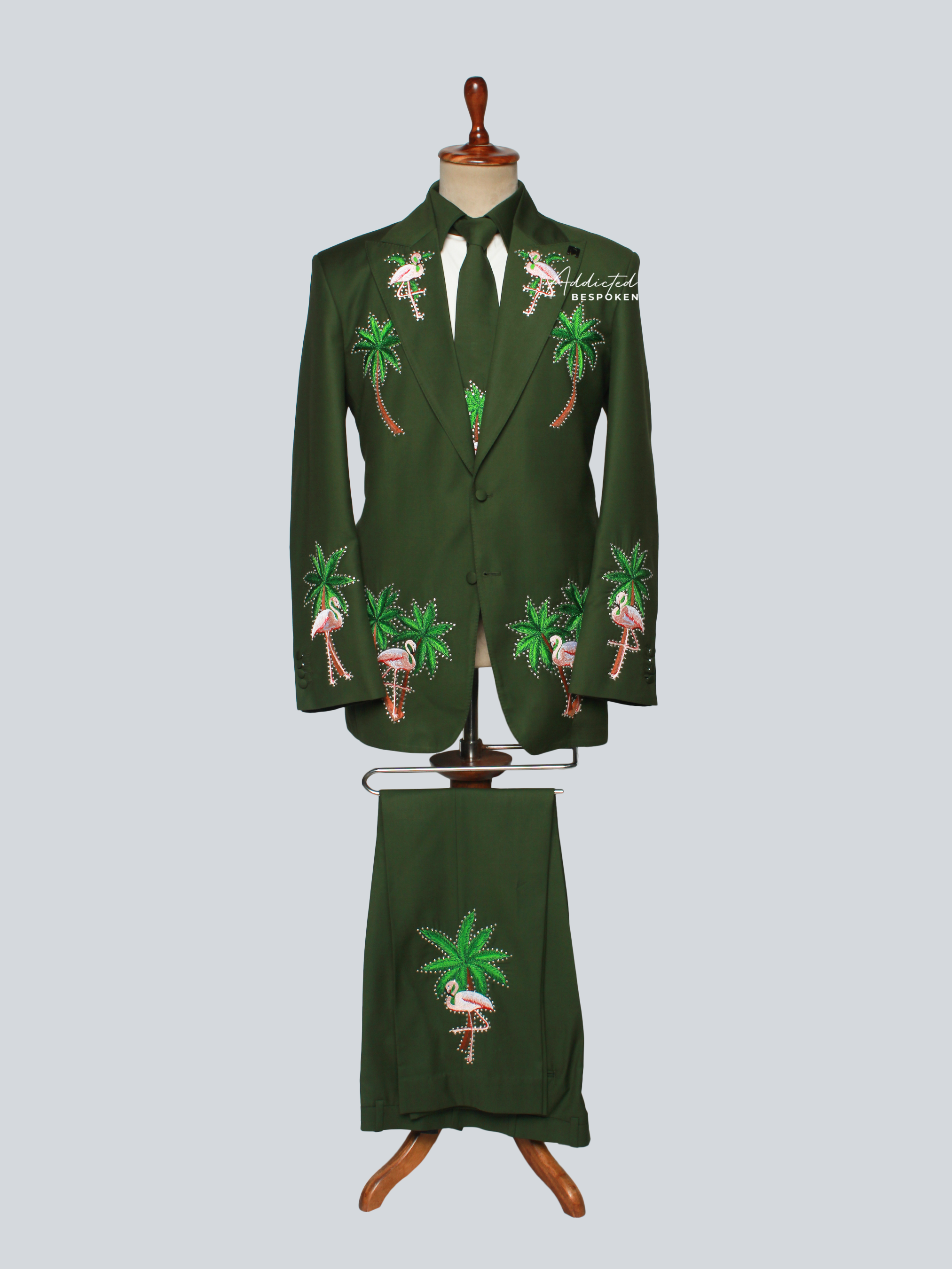 Flamingo Palm Embroidered Suit