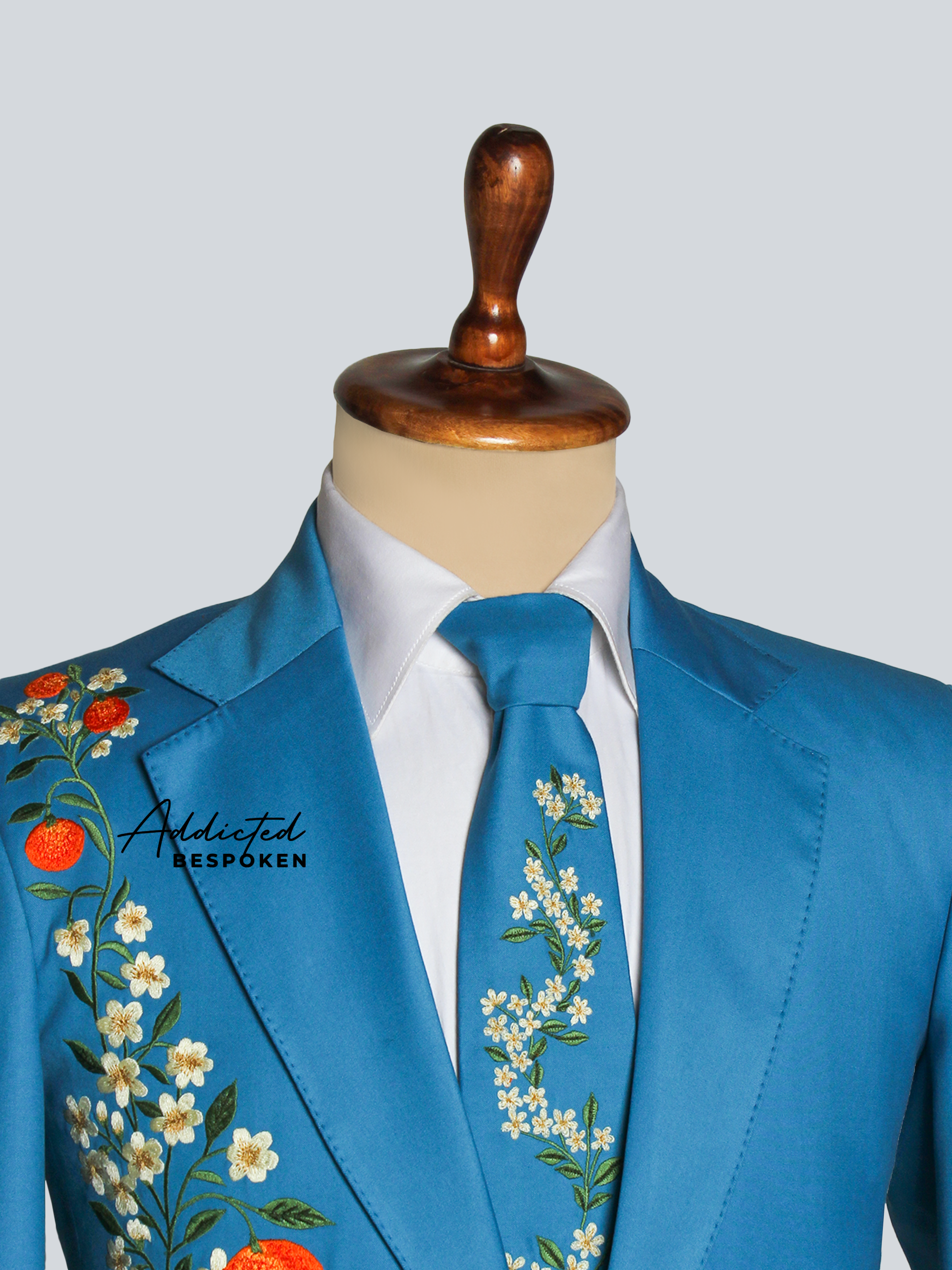 Teal Blue Embroidered Suit