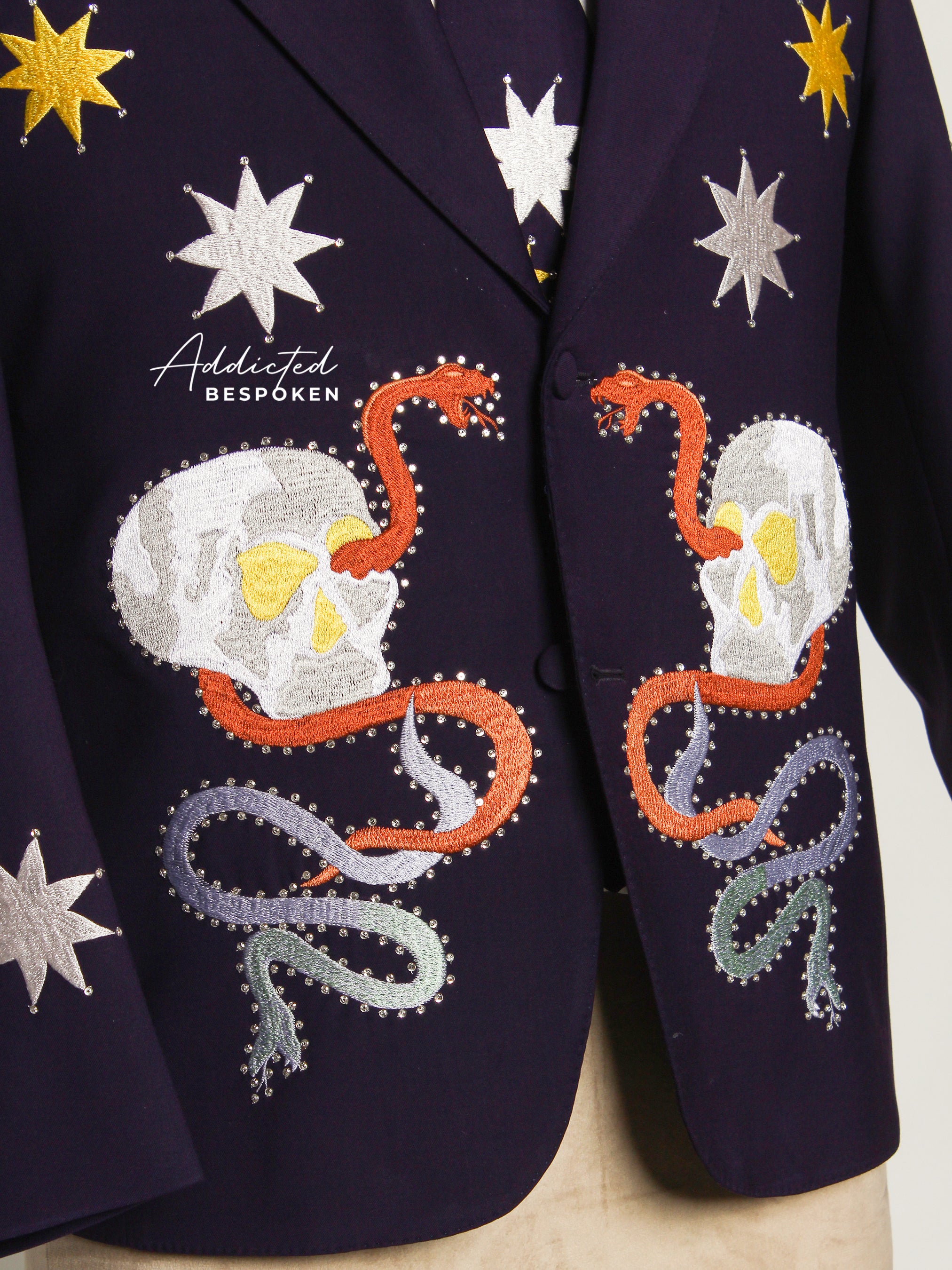 Star Skeleton Rhinestone Embroidered Western Suit