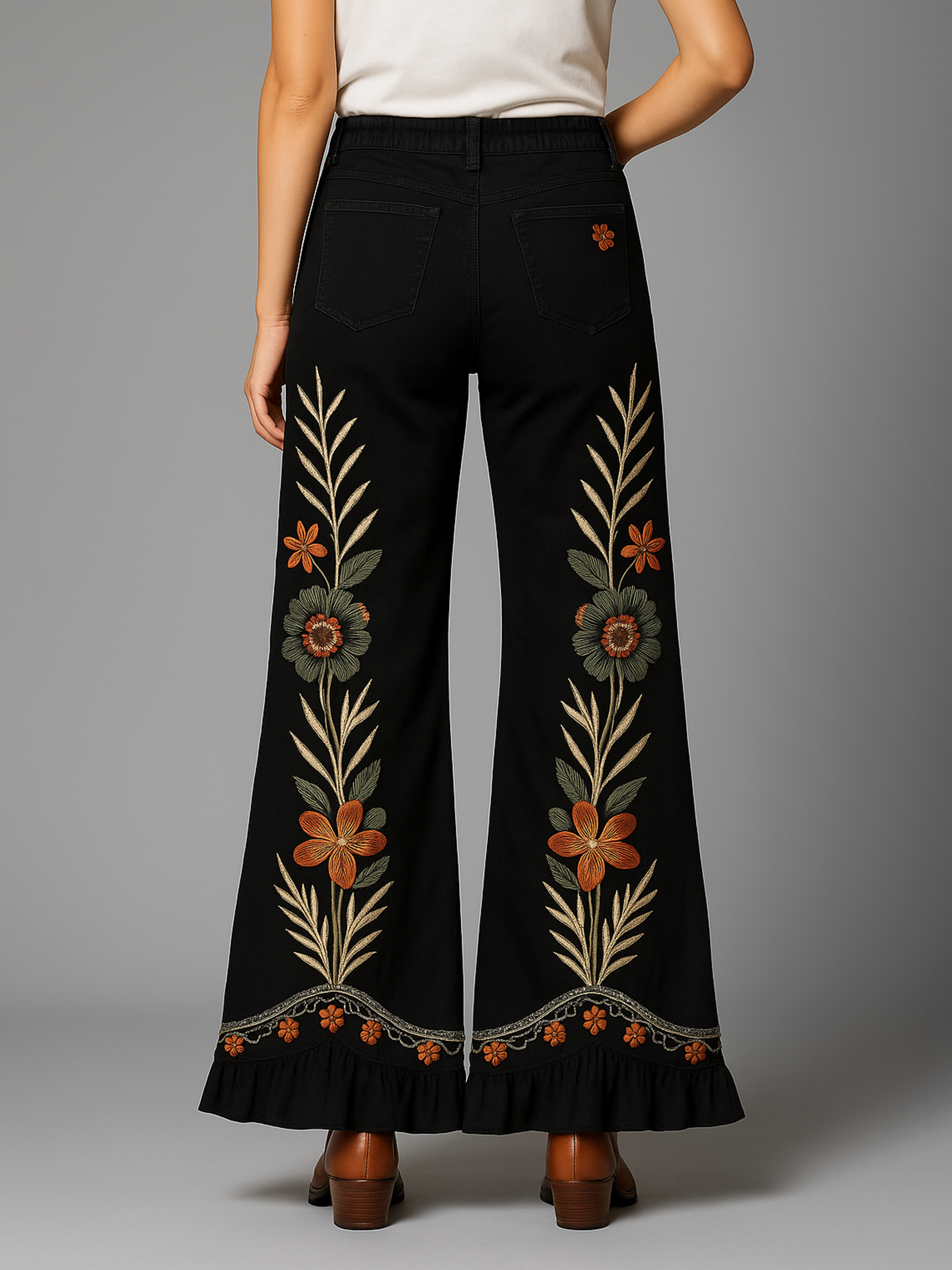 Wildflower Waltz Embroidered Pants