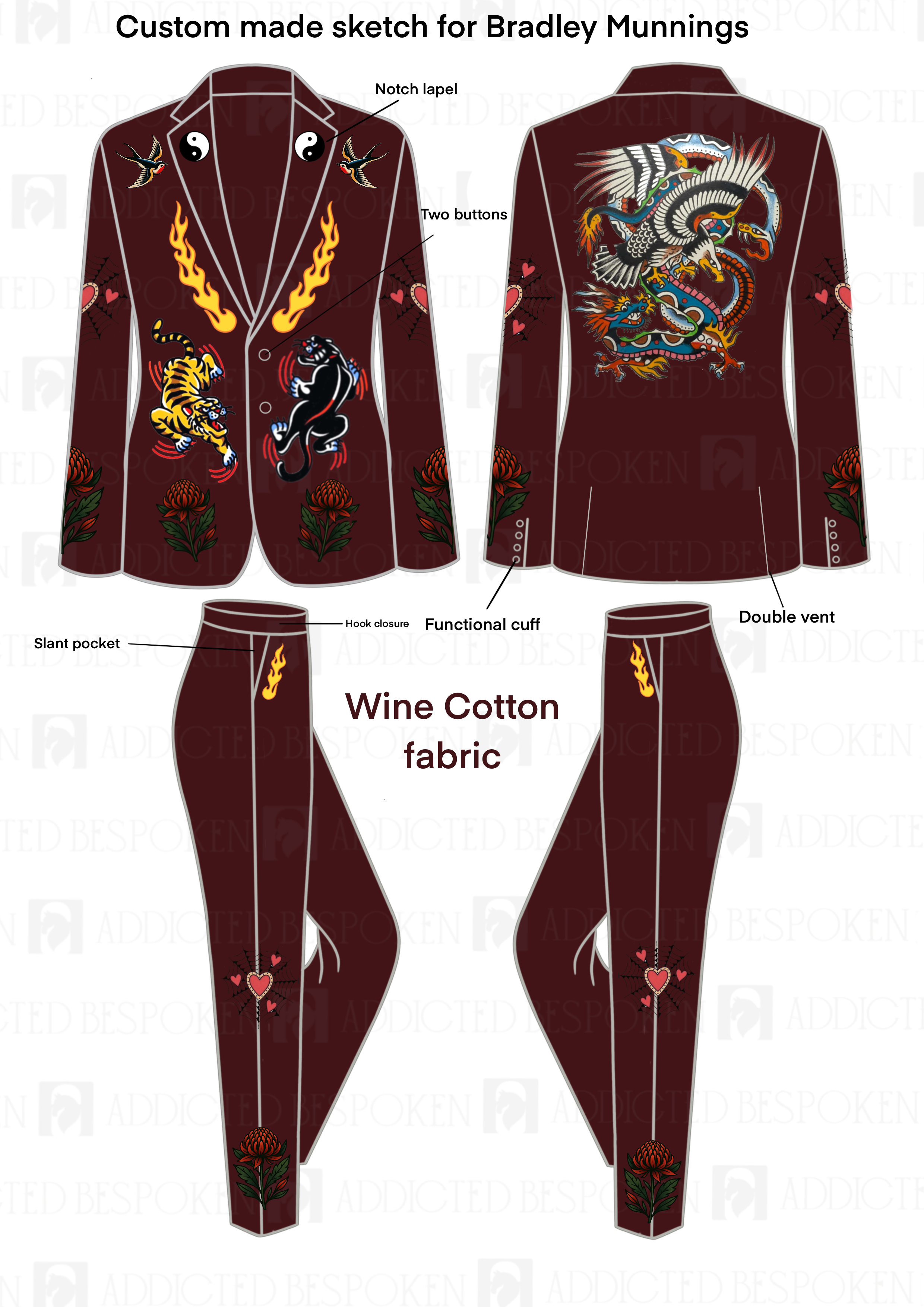 Custom made 2pc embroidered Suit for Bradley (Instagram)