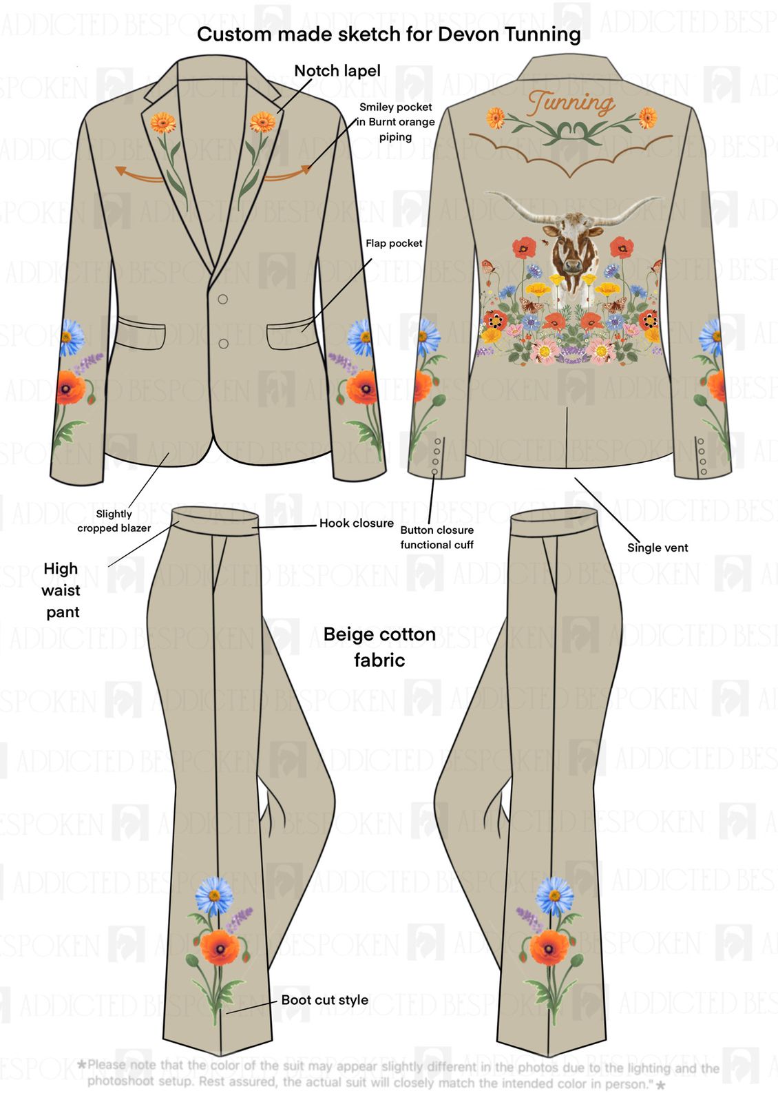 Custom Made 2pc suit for Devon Tunning + Veil