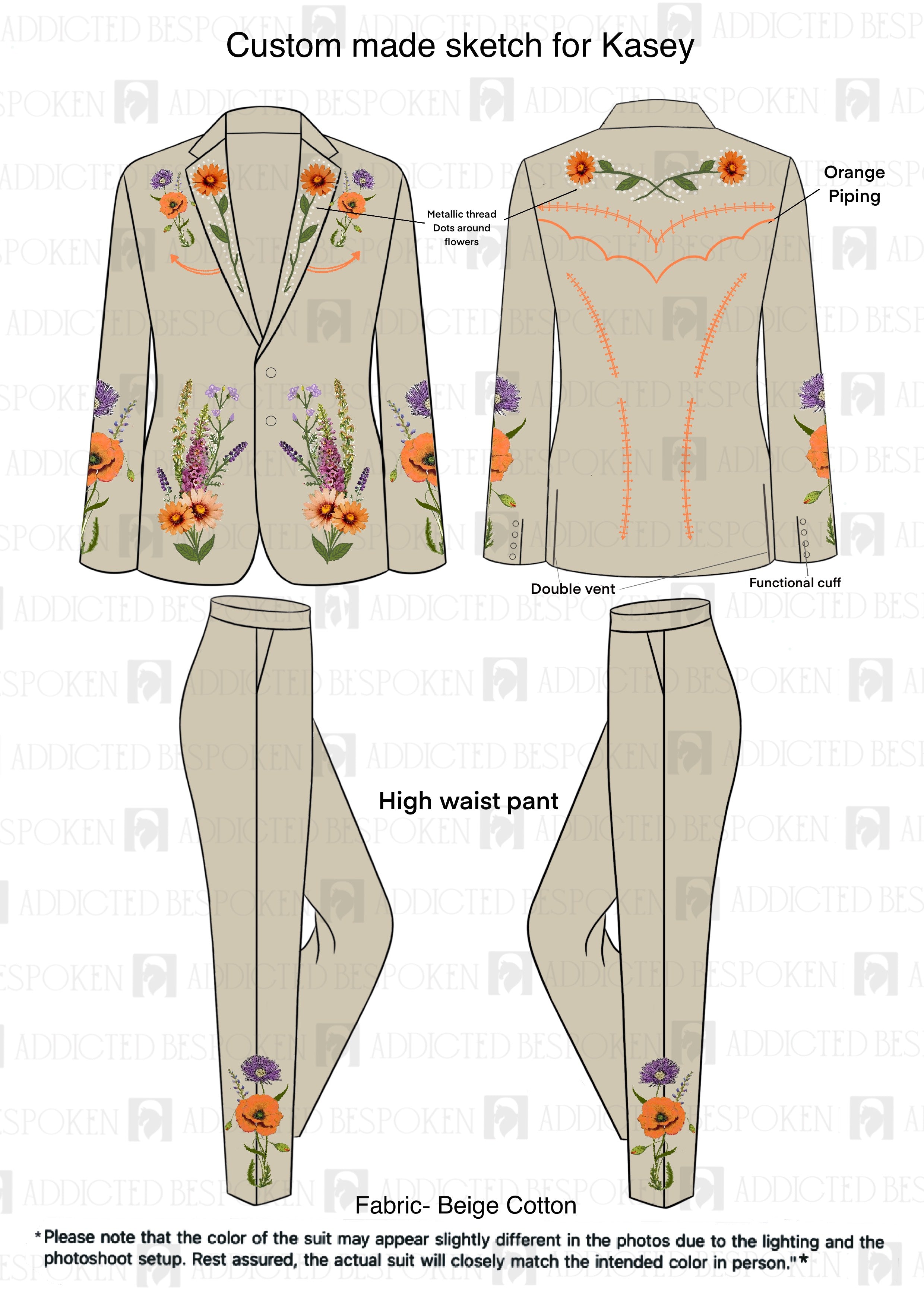 Custom Made 2pc suit for Kasey