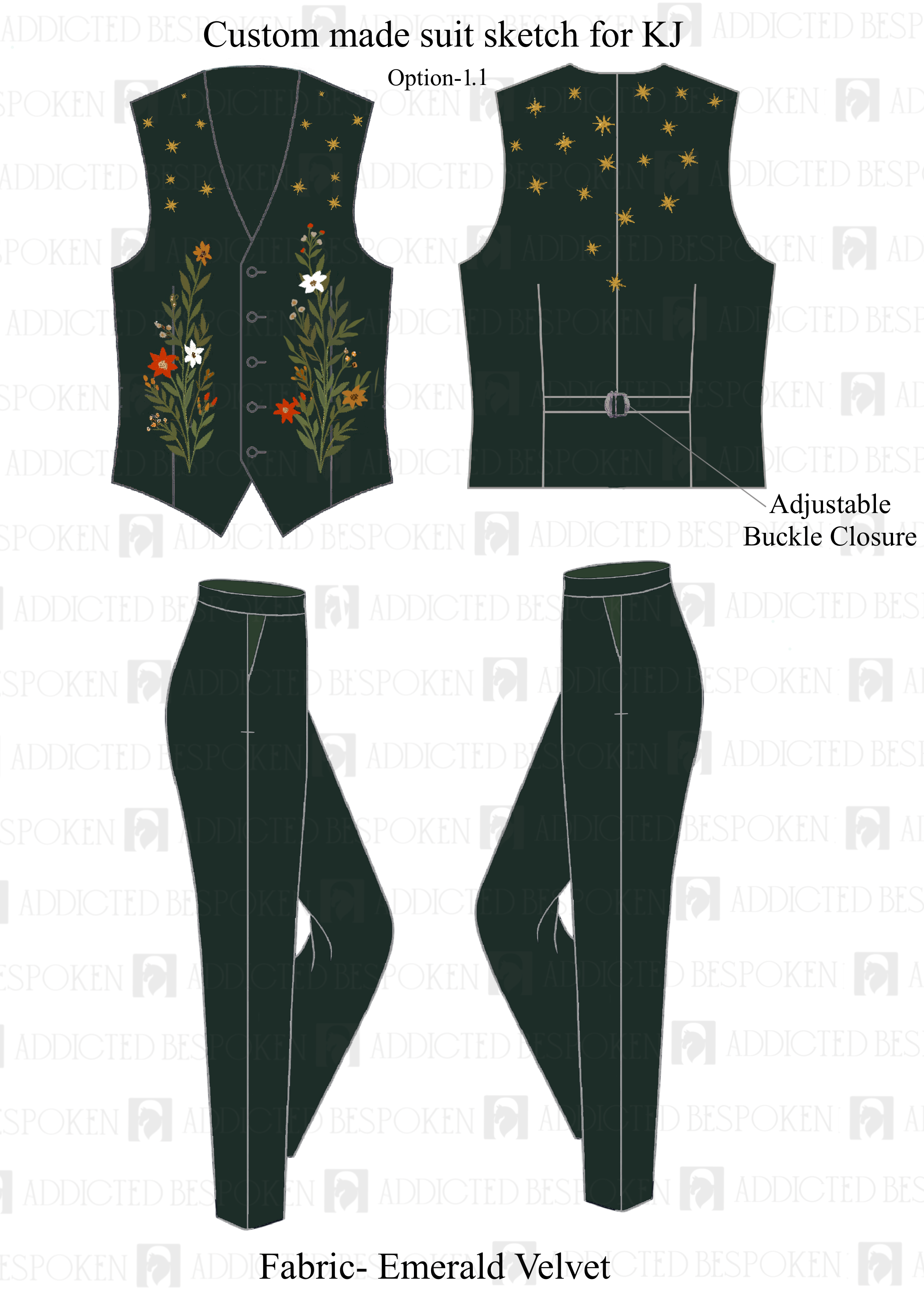 Custom Embroidered Vest and Pants for KJ