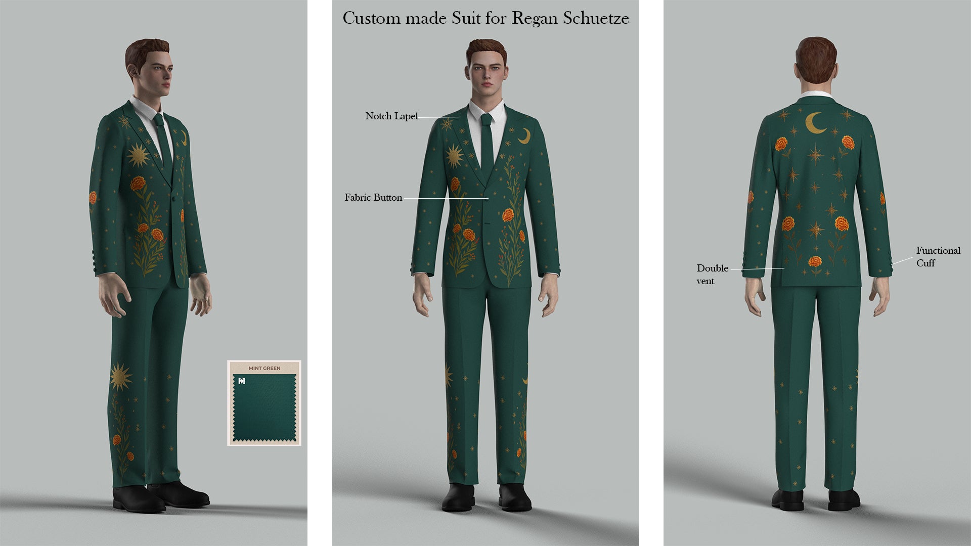 Custom Made 2 Piece Embroidered suit for Regan Addicted Bespoken
