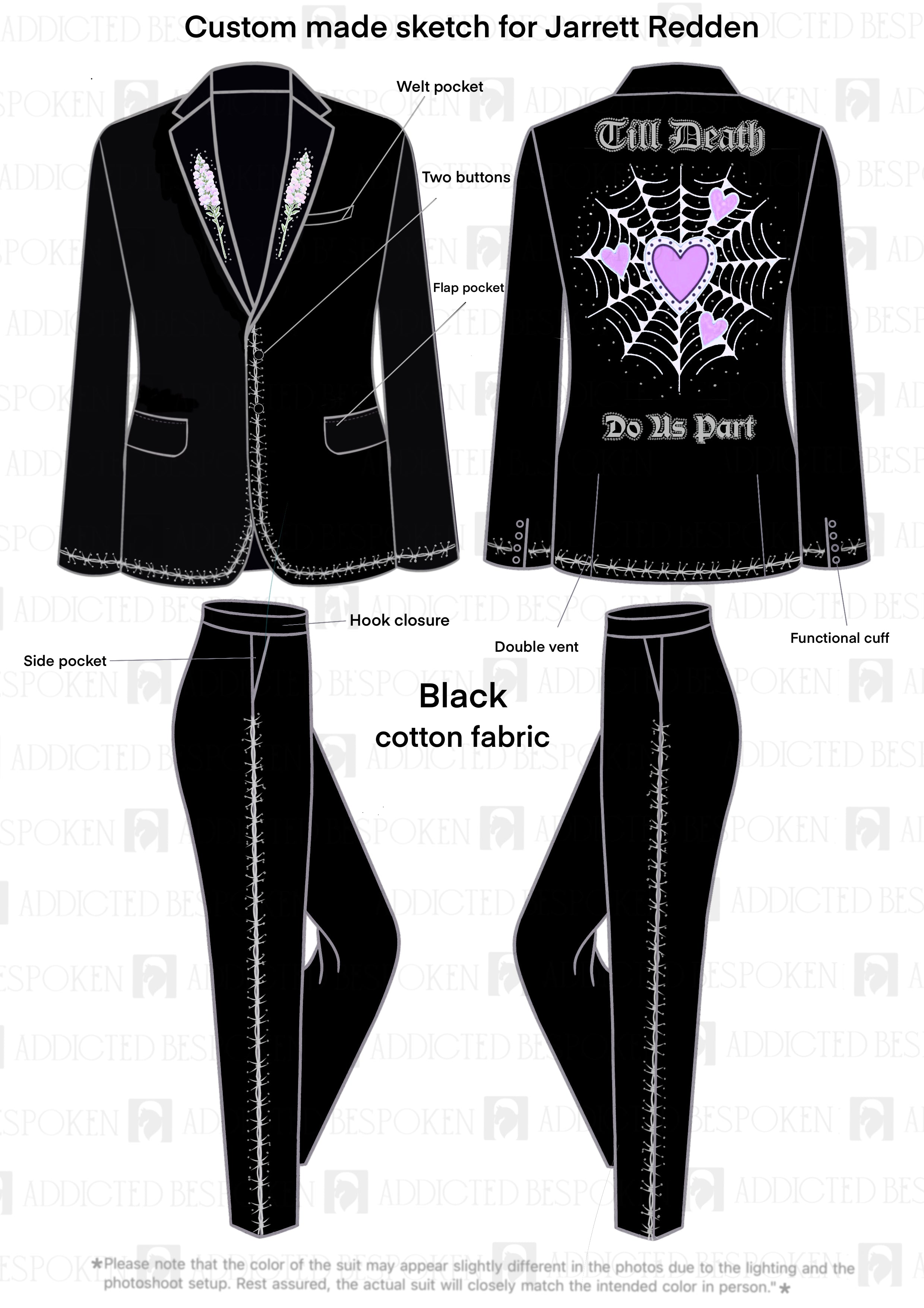 Custom Made 2 Piece Embroidered Suit with Tie for Jarrett
