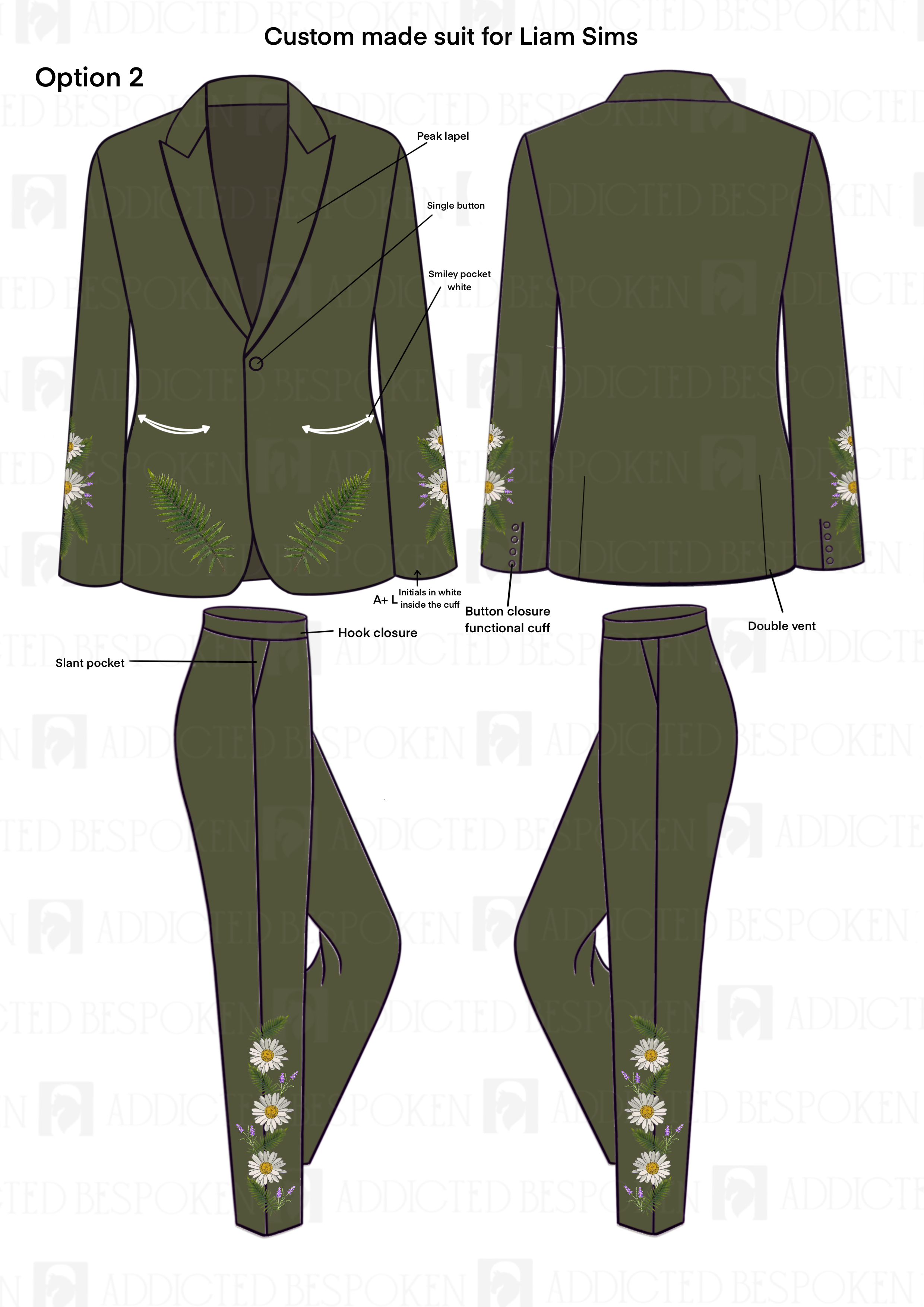 Custom Made 2Pc Embroidered suit for Liam Sims