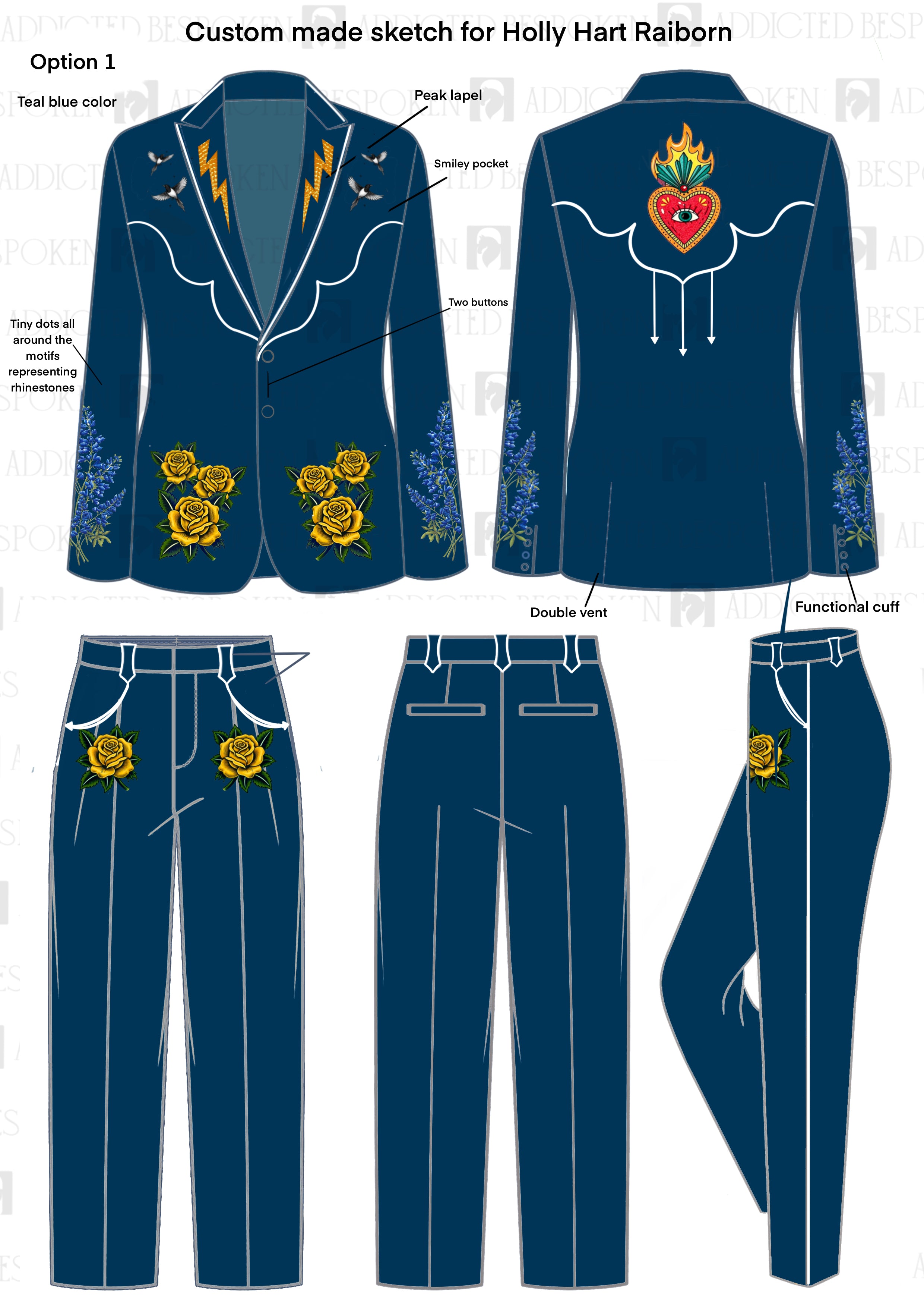 Custom Made 2 Piece Embroidered Suit for Holly Addicted Bespoken