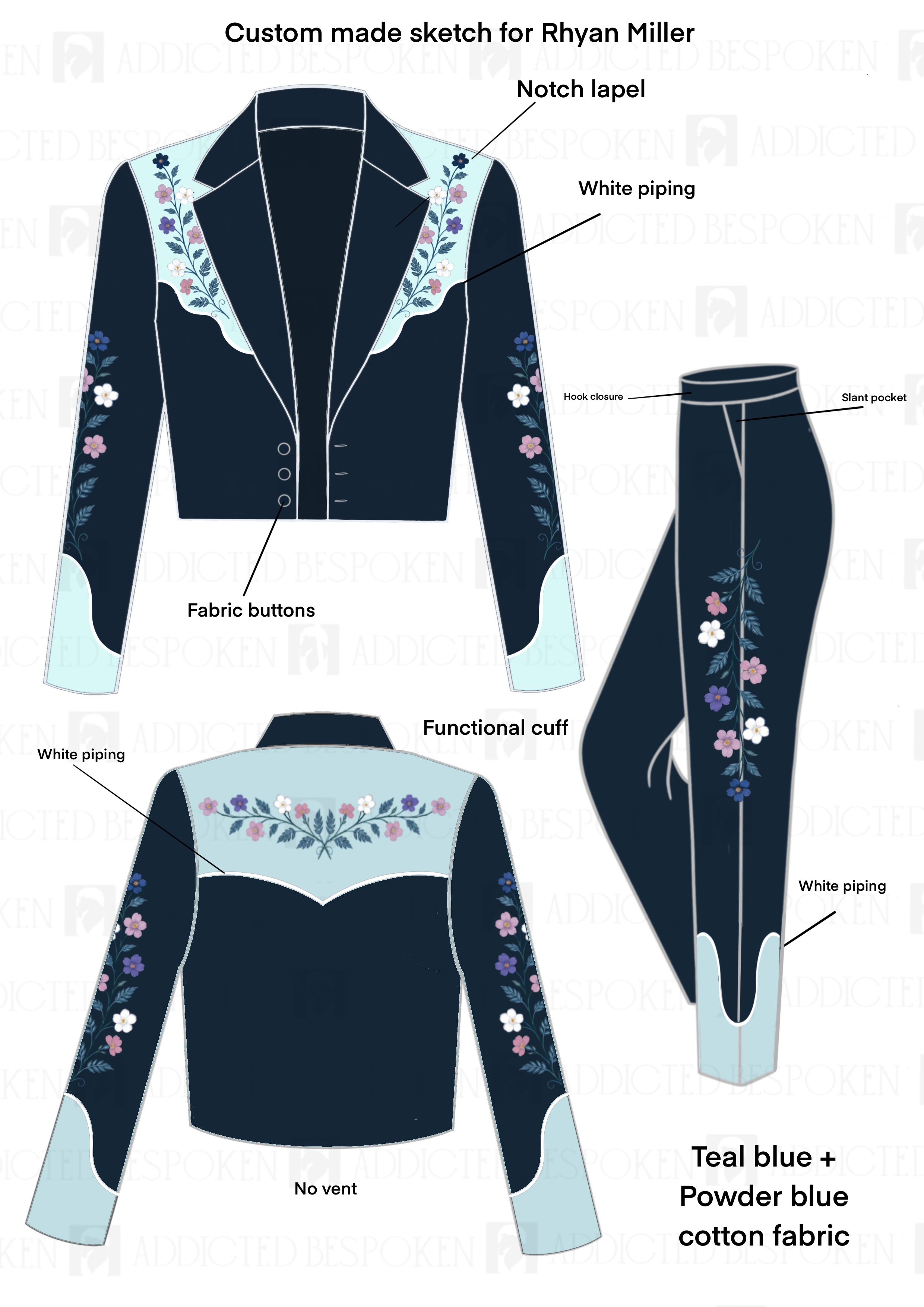 Custom Made Embroidered 2Pc Suit for Ryan Miller and Jack Workman