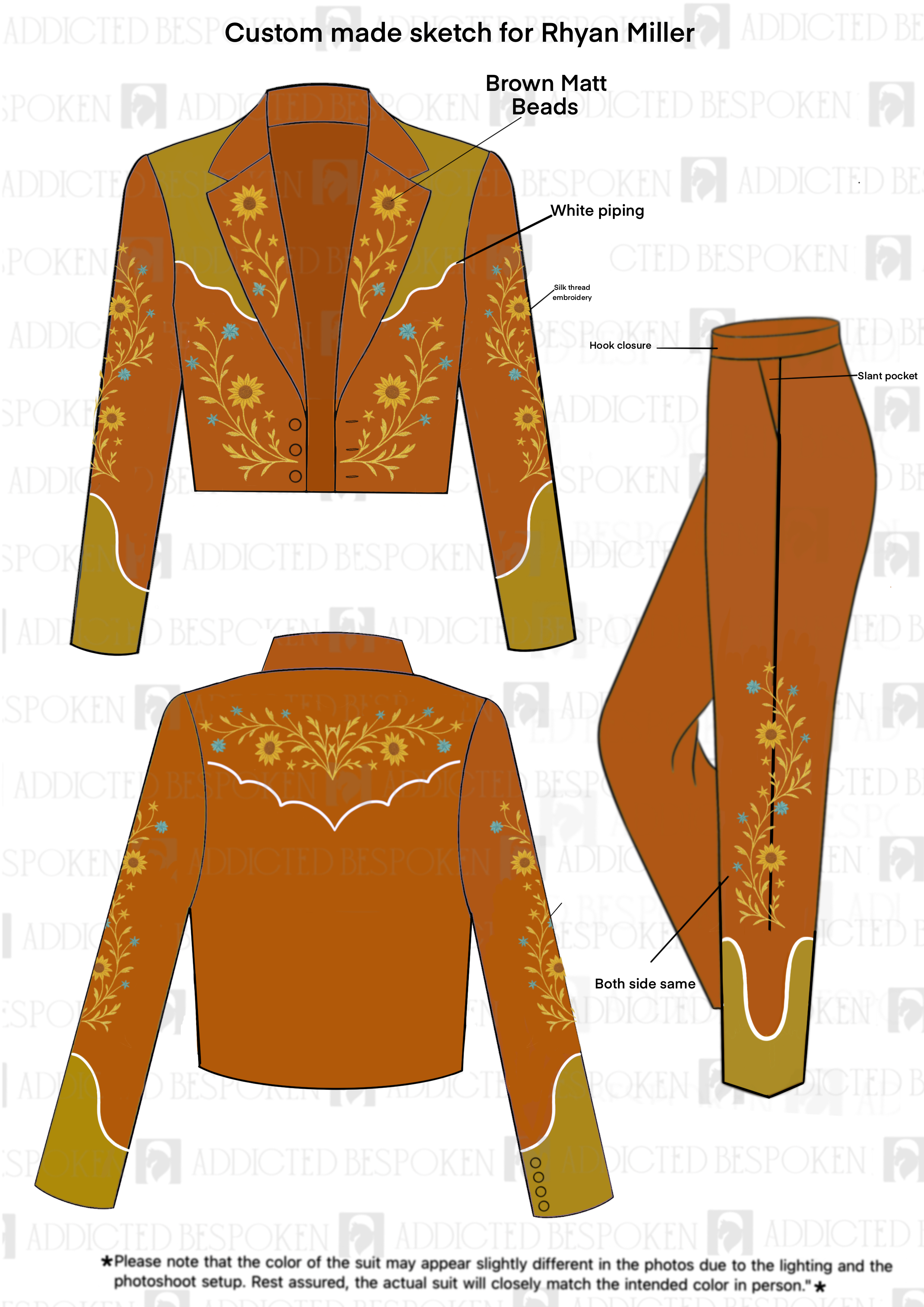 Custom Made Embroidered 2Pc Suit for Ryan Miller and Jack Workman