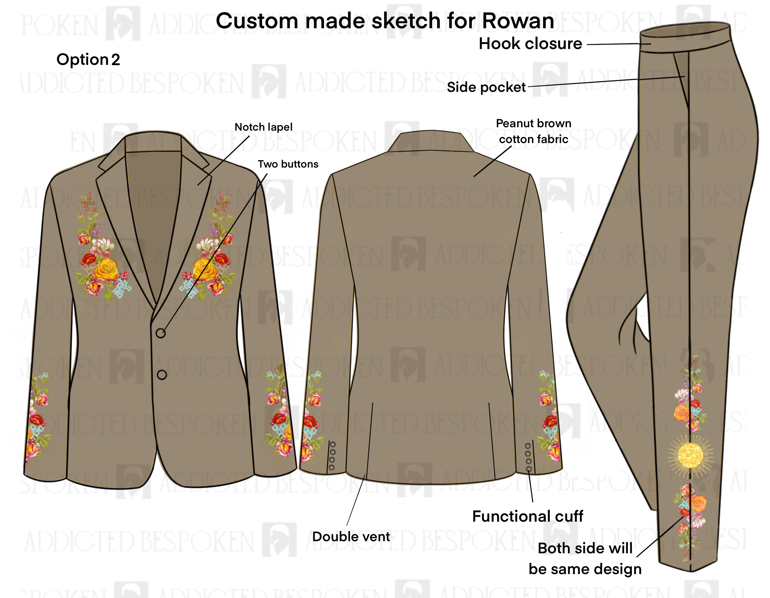Custom Made 2Pc Embroidered Suit for Rowan Varela Addicted Bespoken