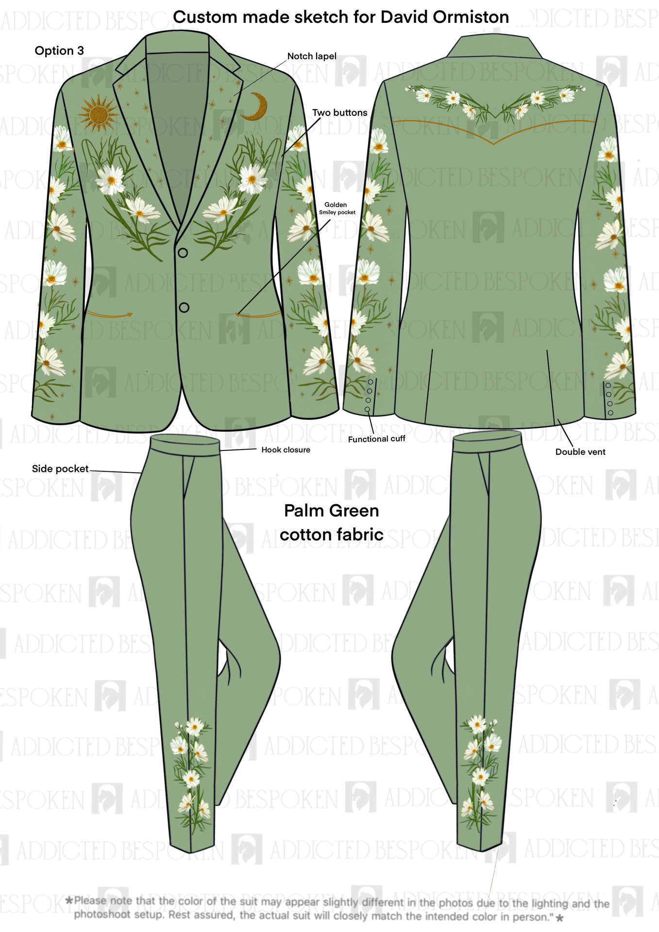 Custom Made 2 Piece Embroidered Suit for David Addicted Bespoken