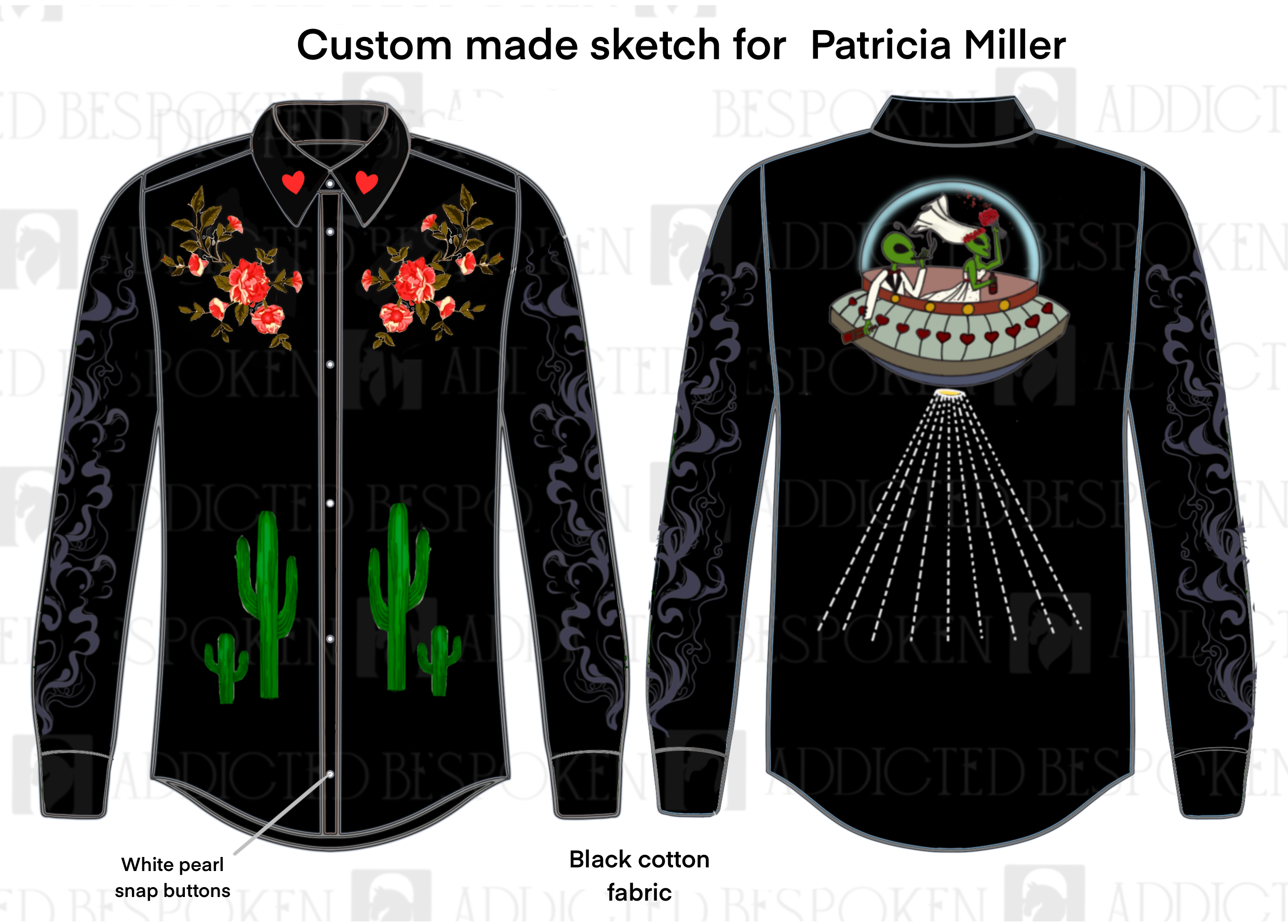 Custom Alien Embroidered Shirt for Tricia Addicted Bespoken