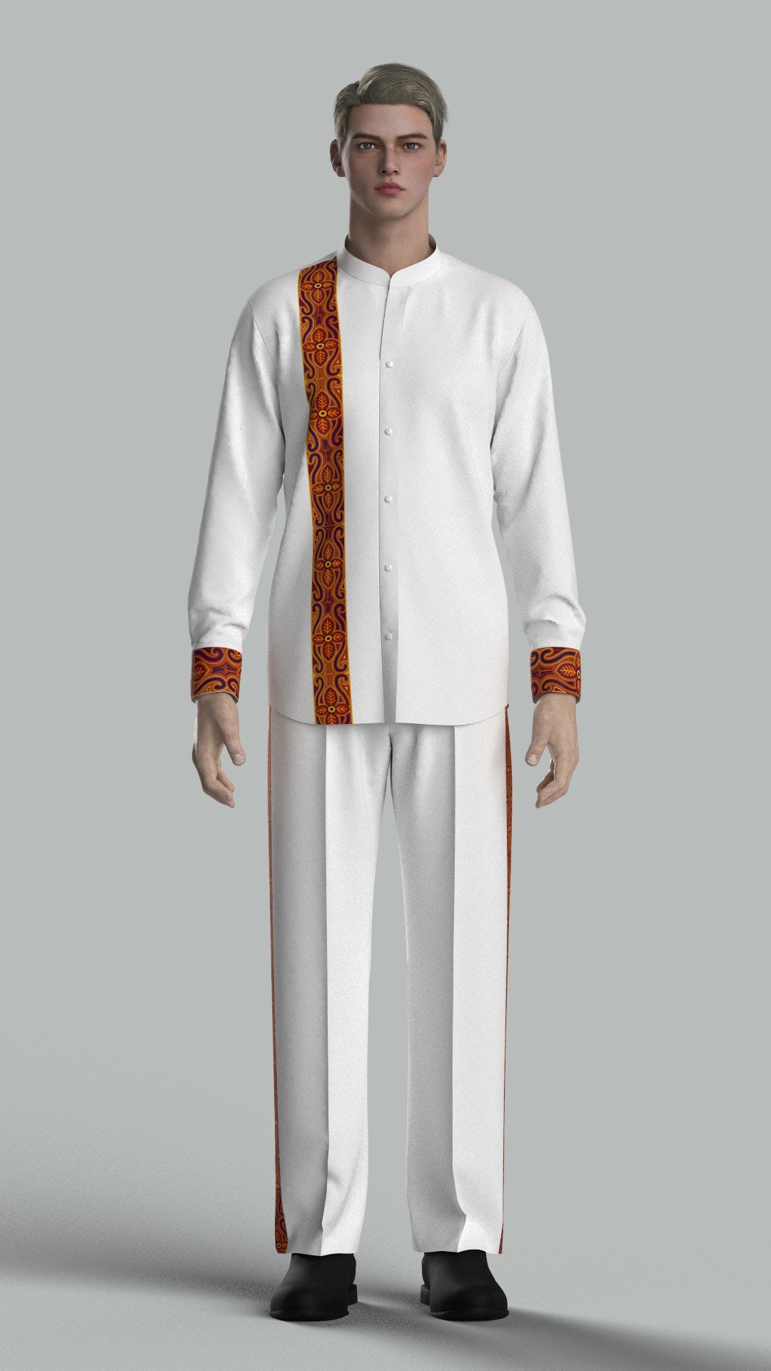 Custom Embroidered White with Pants for Ian Urriola