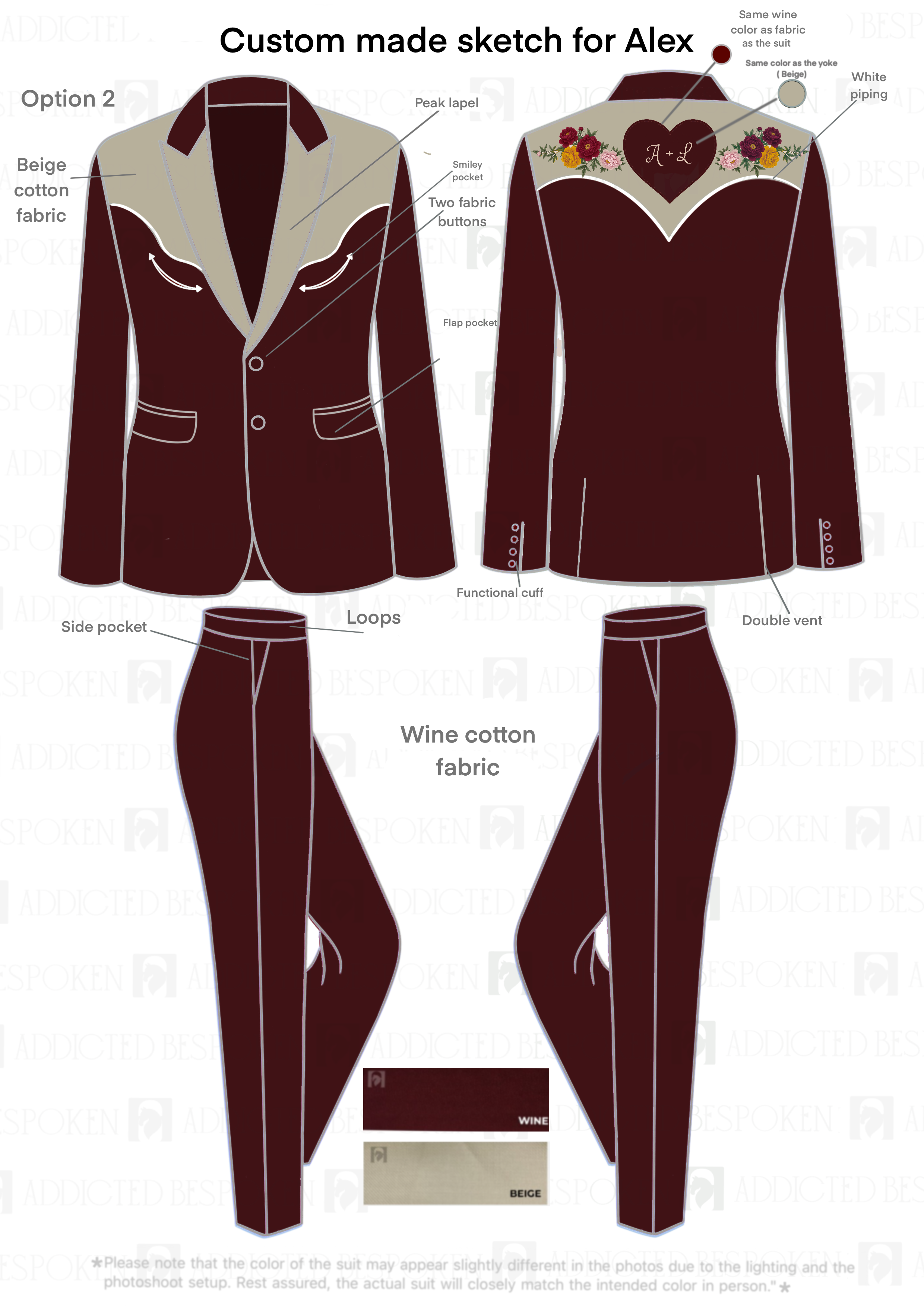 Custom Made 2 Piece Embroidered Suit for Alex Addicted Bespoken