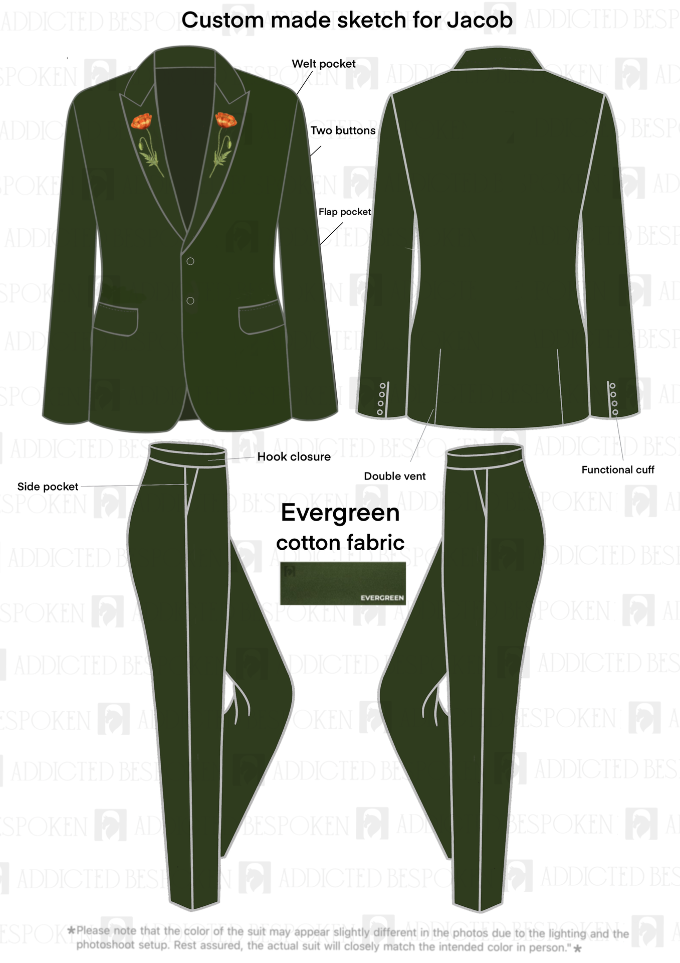 Custom Made 2 Piece Embroidered Suit for Jacob
