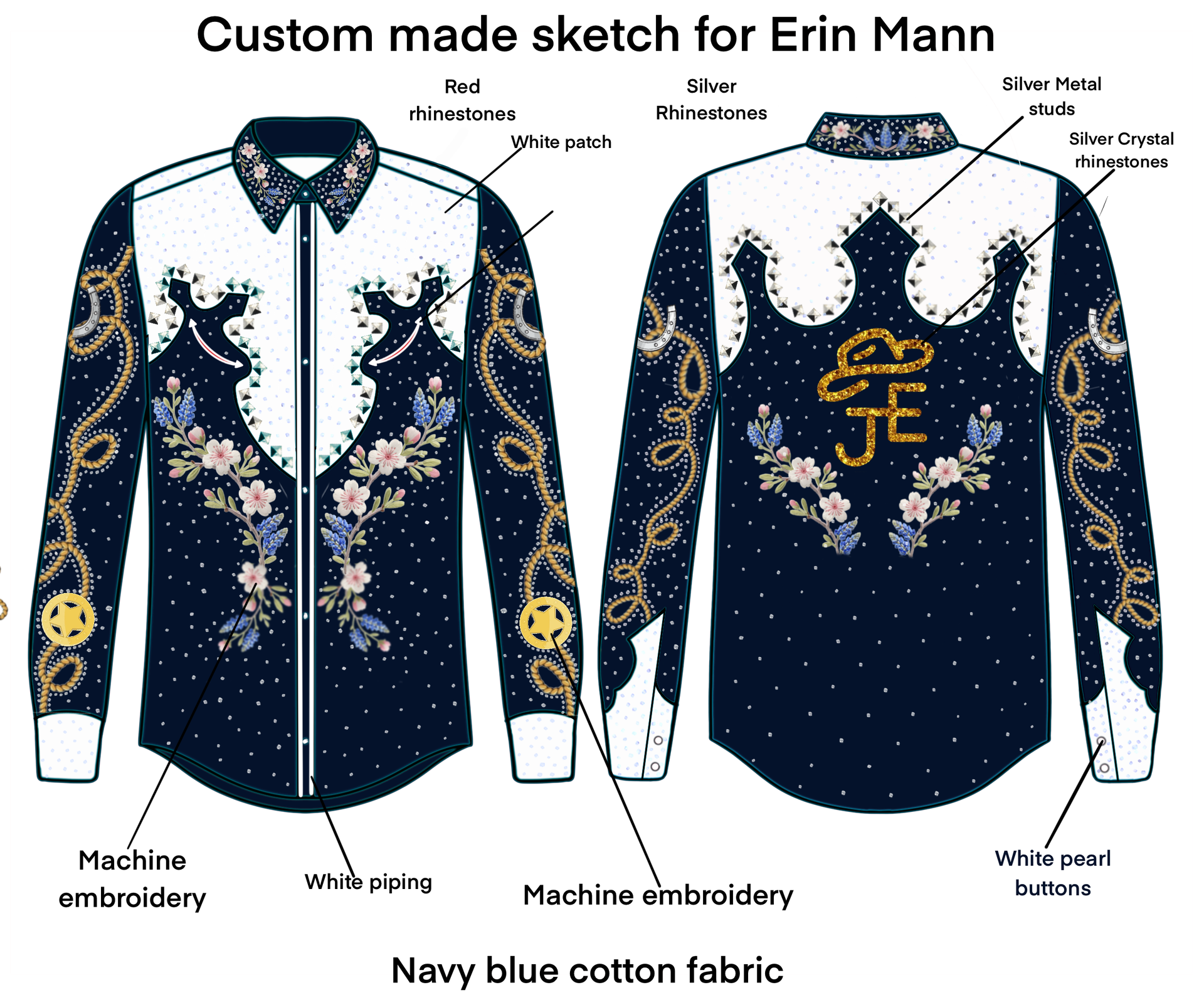 Custom Made Embroidered Shirt for Erin