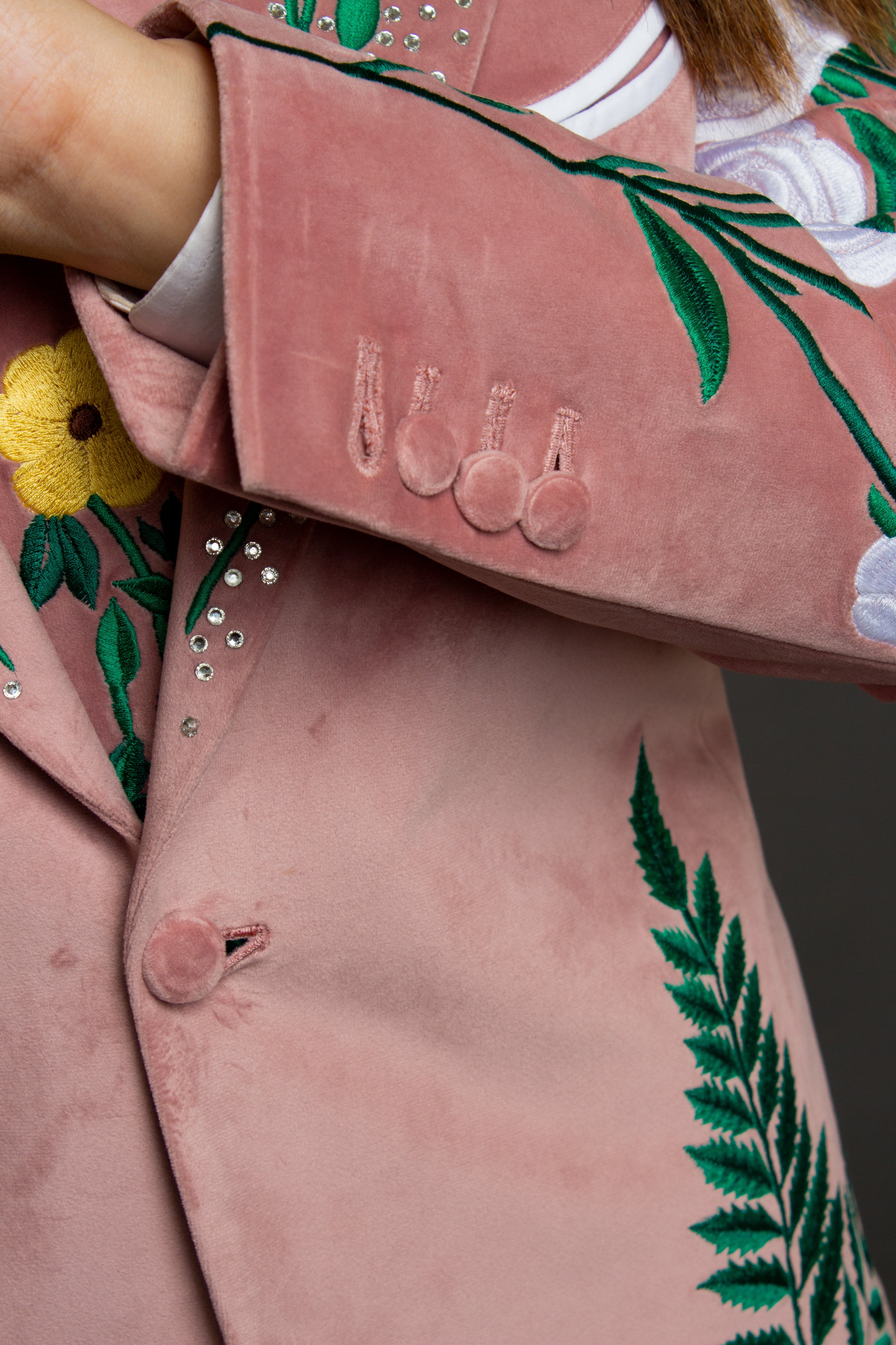 Dusty Rose Floral Embroidered Suit Addicted Bespoken