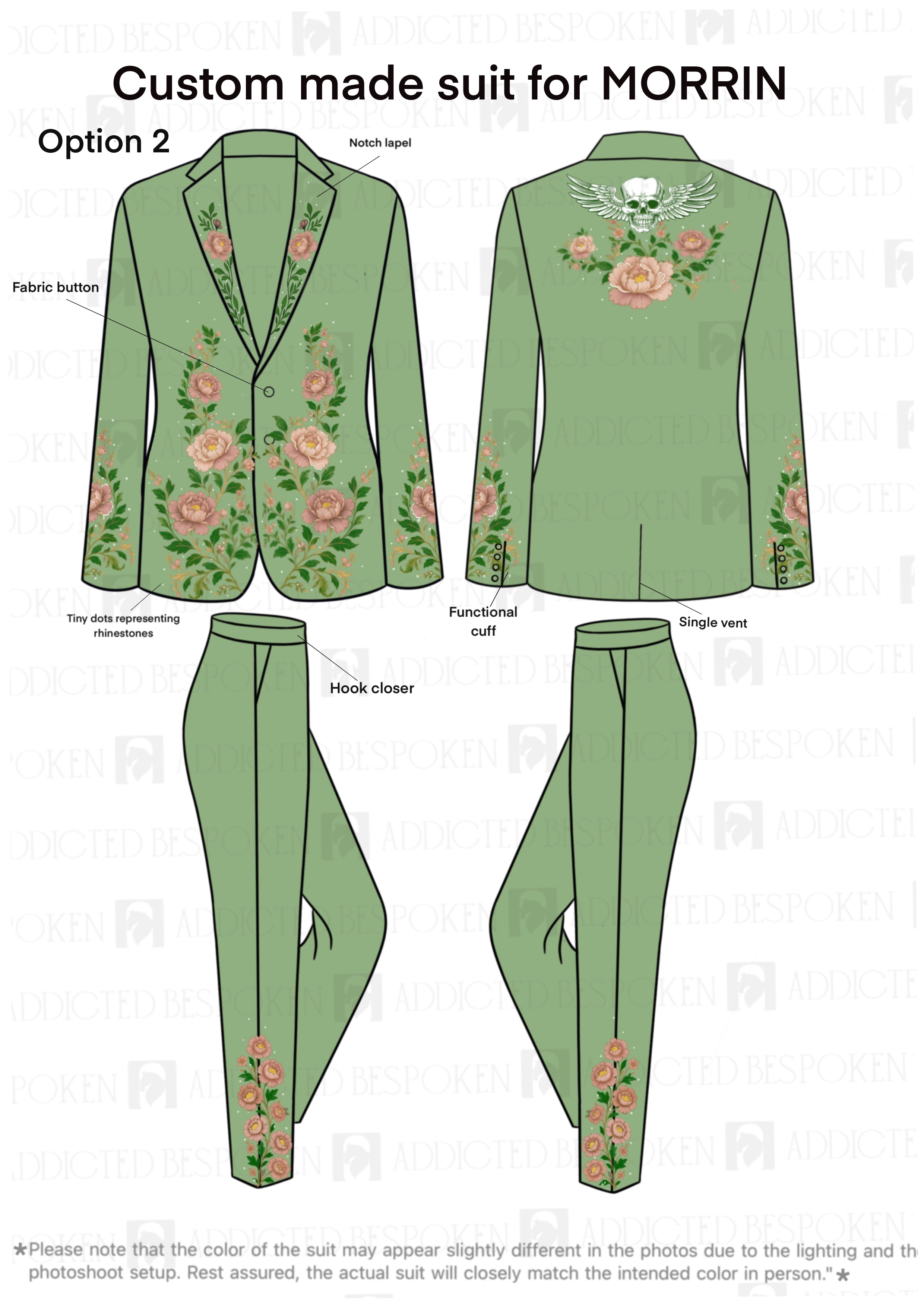 Custom Made 2 Piece Embroidered Suit for Mo McGunagle (Free Goodies) Addicted Bespoken