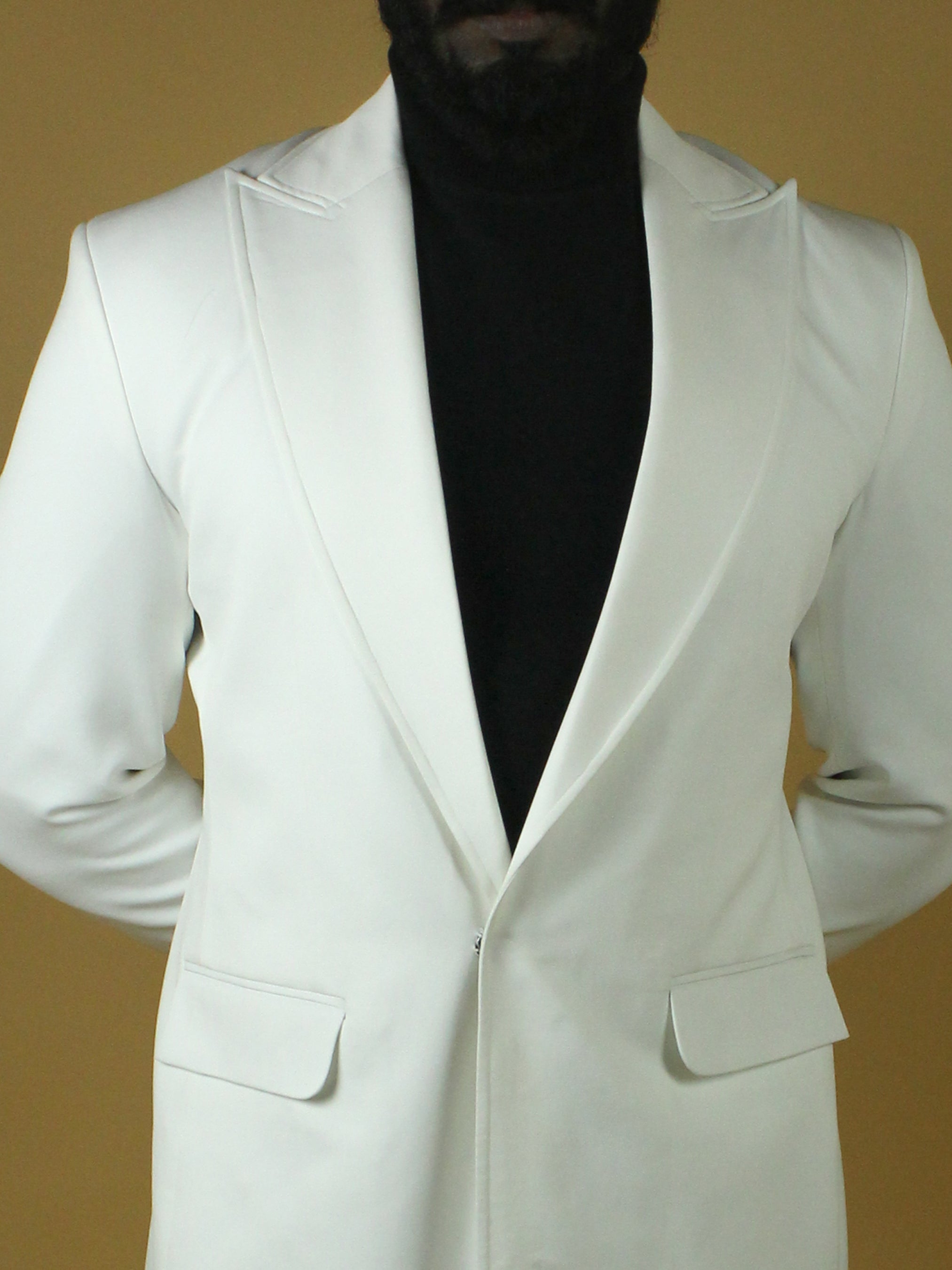 White Cotton Peak Lapel Coat Addicted Bespoken