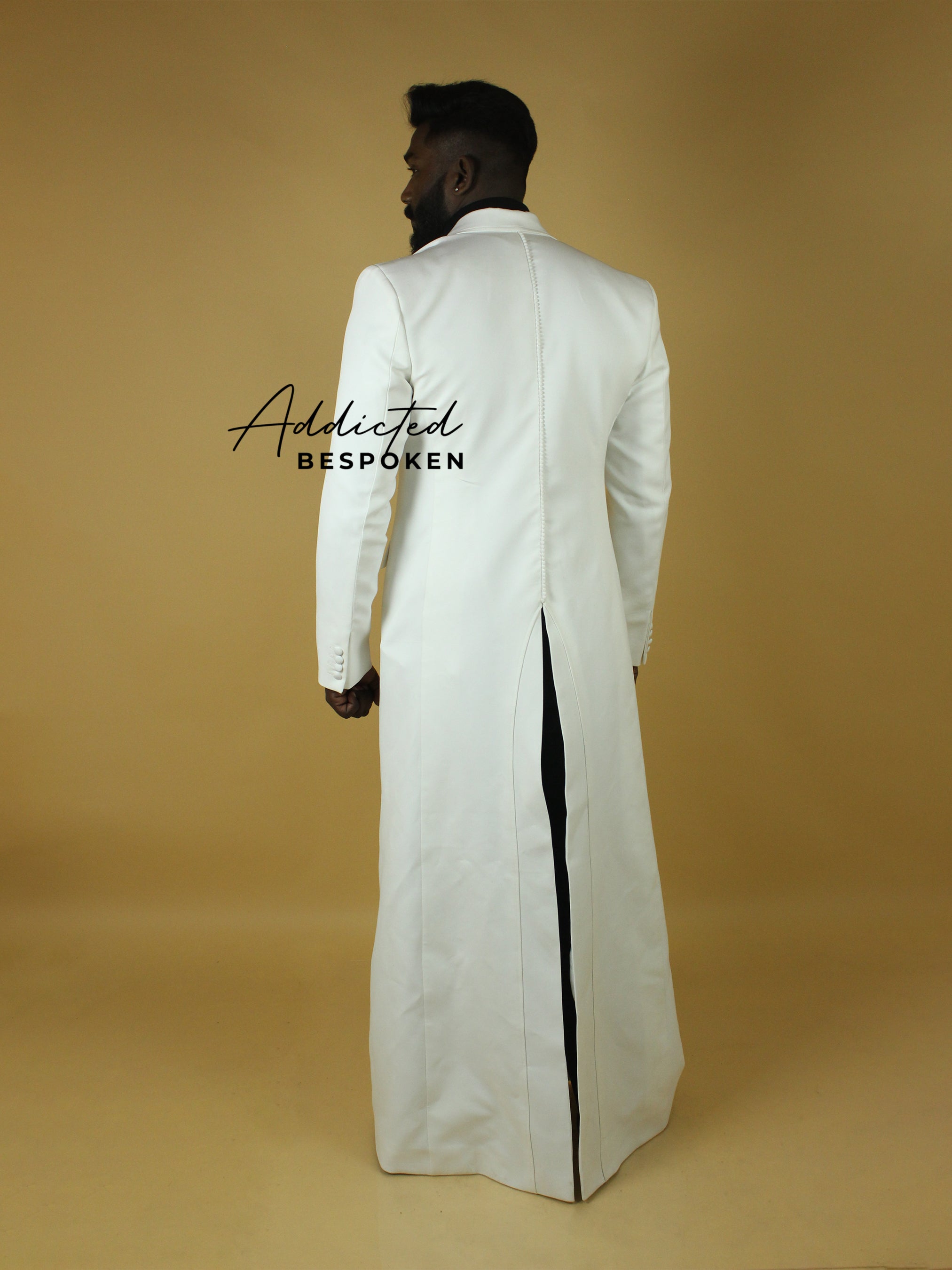 White Cotton Peak Lapel Coat Addicted Bespoken