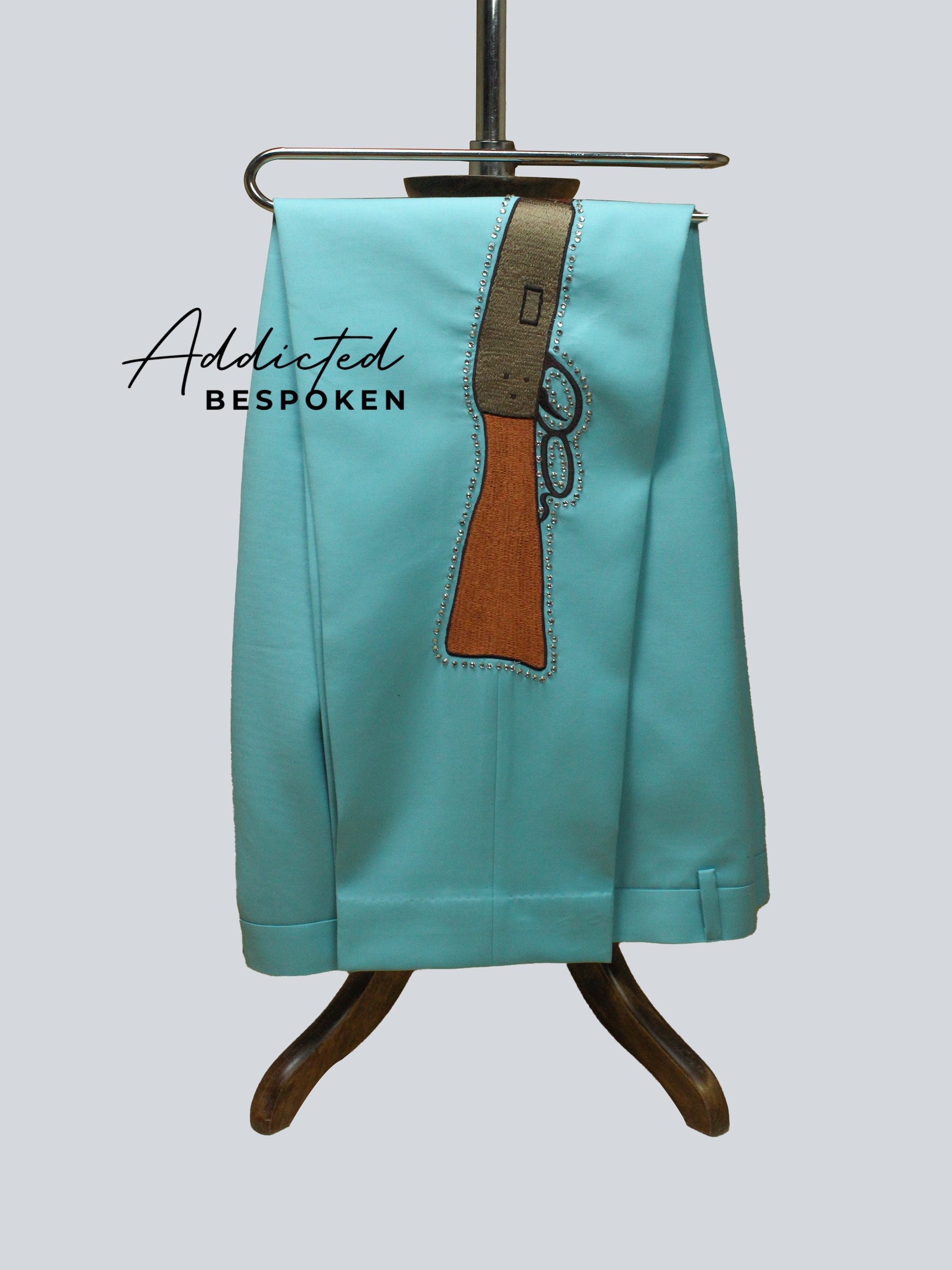 Turquoise Wagon-Themed Suit Addicted Bespoken