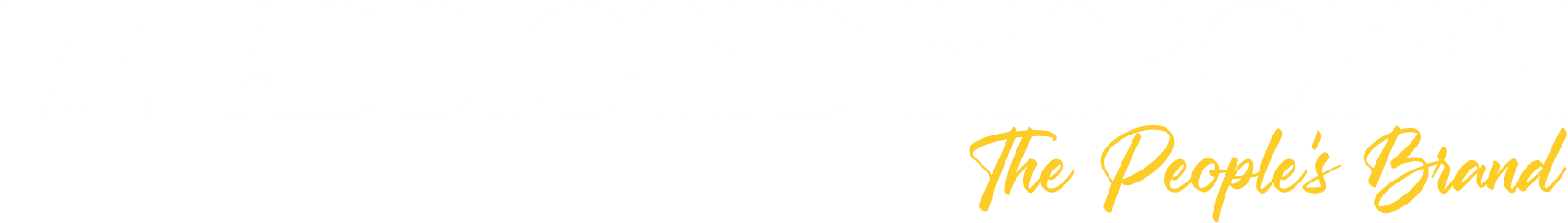 Addicted Bespoken luxury fashion logo with knight head silhouette and slogan The People’s Brand