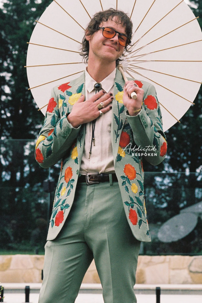 Custom made 2pc suit ( Embroidered jacket with plain pants) for Greg Addicted Bespoken