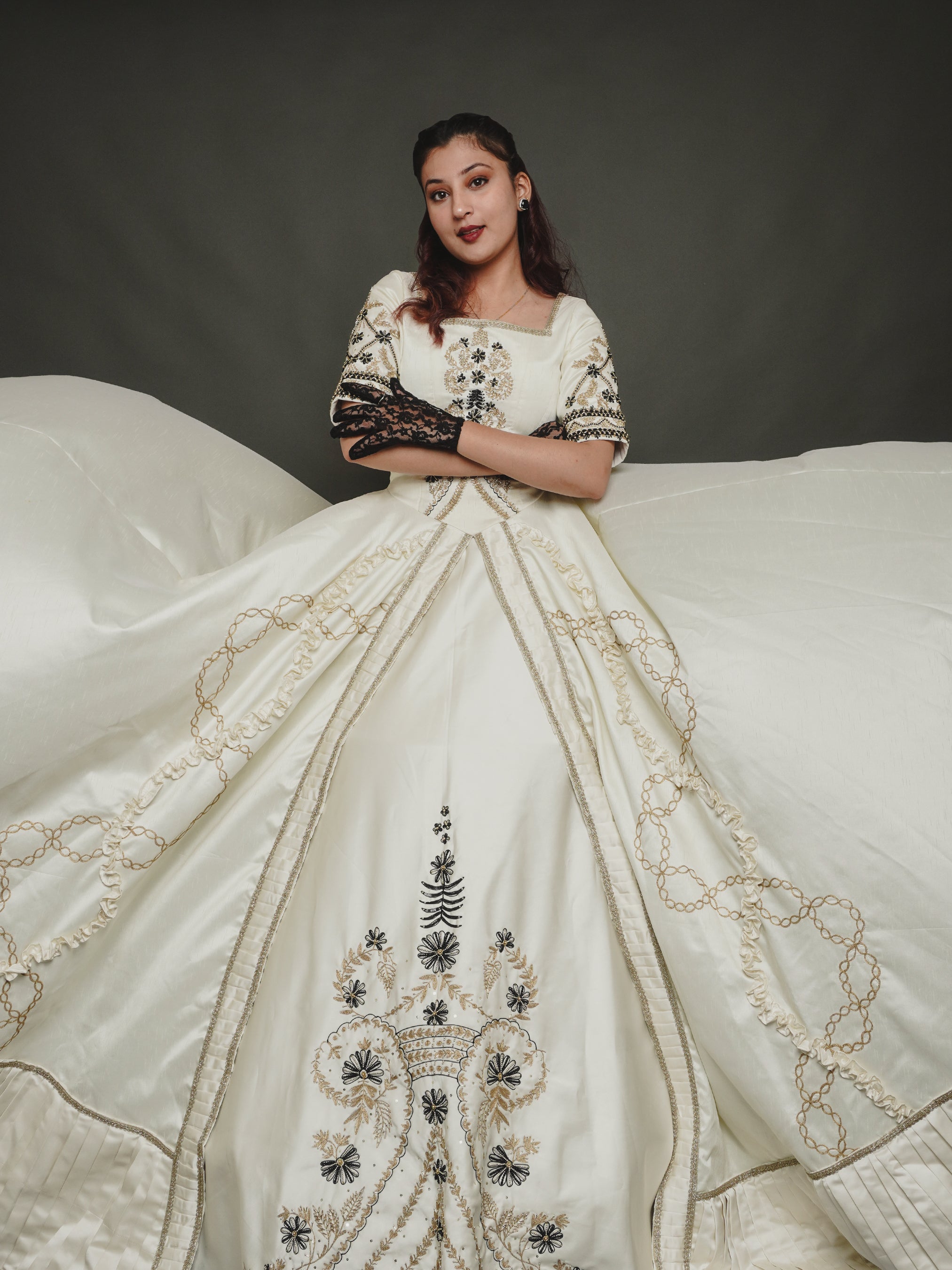 Raw Silk & Satin Embroidered Gown (Copy) Addicted Bespoken