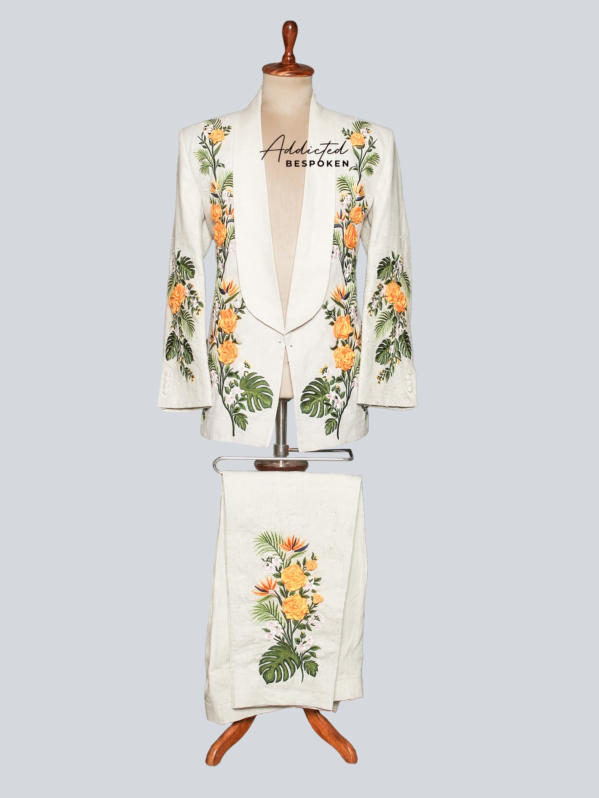 Tropical Floral Embroidered Suit Addicted Bespoken