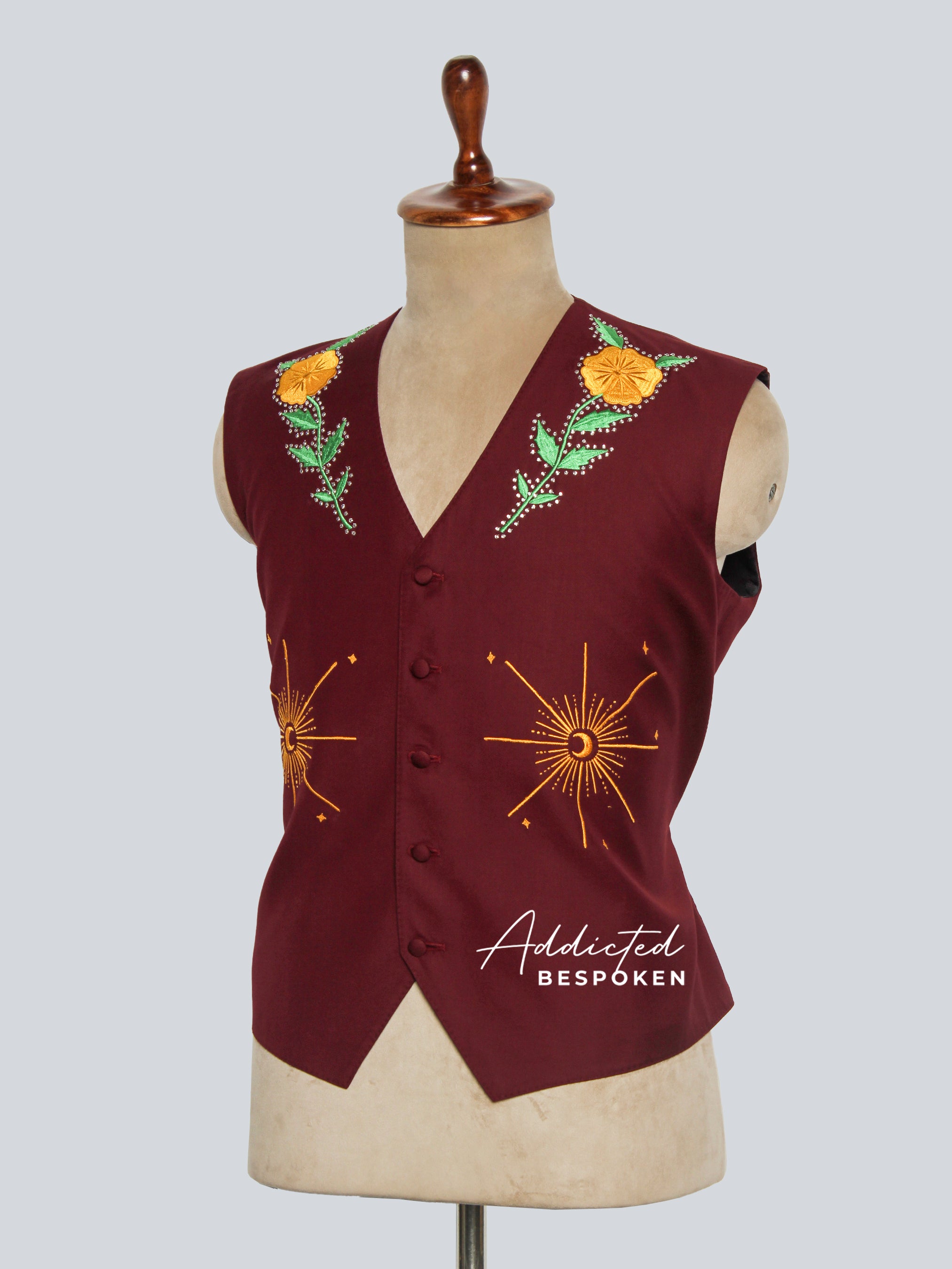 Cosmic Western Embroidered Vest Addicted Bespoken