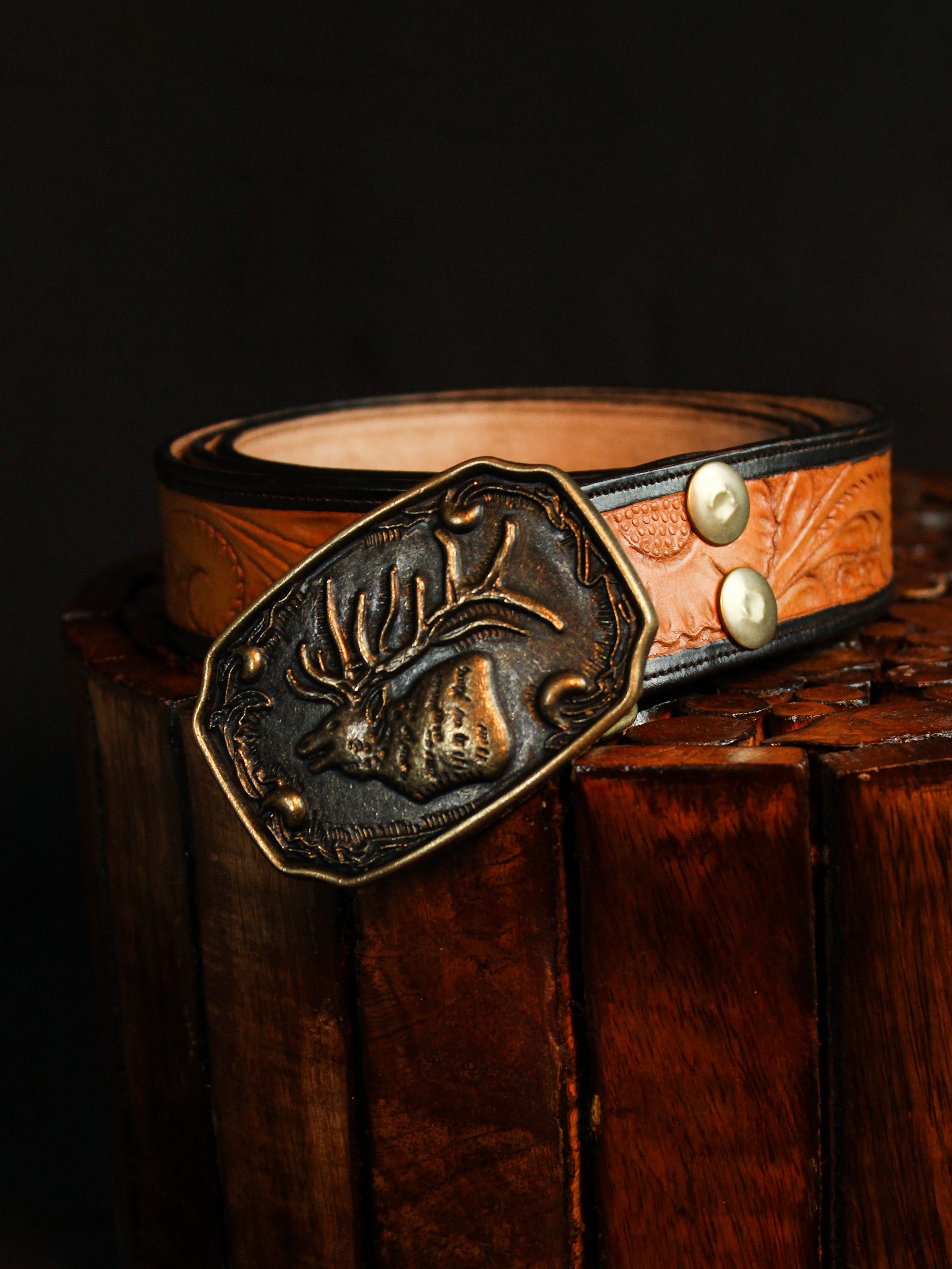 Vintage Floral Leather Belt