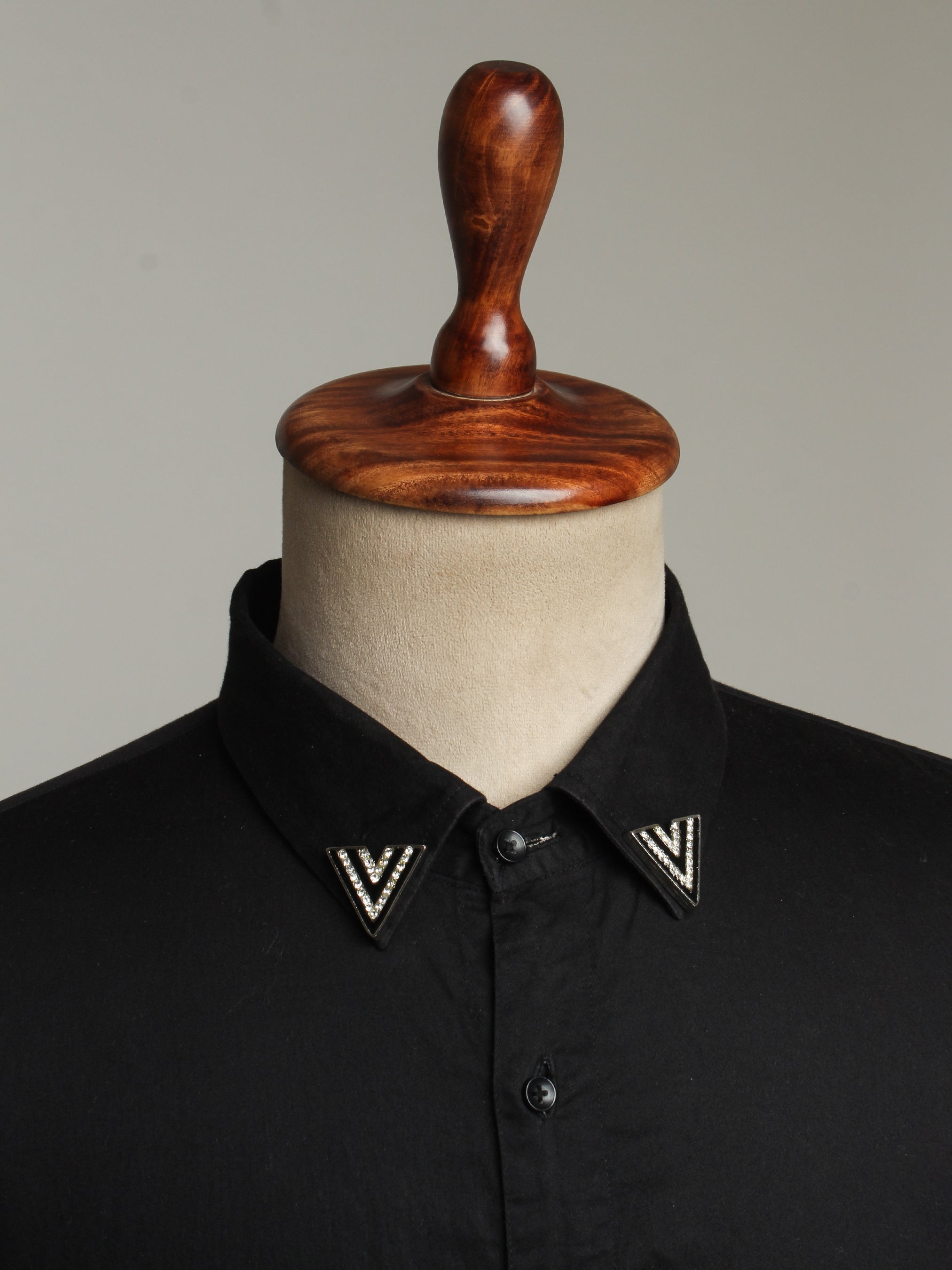 dress shirt metal collar tips Black & Silver Collar Corners