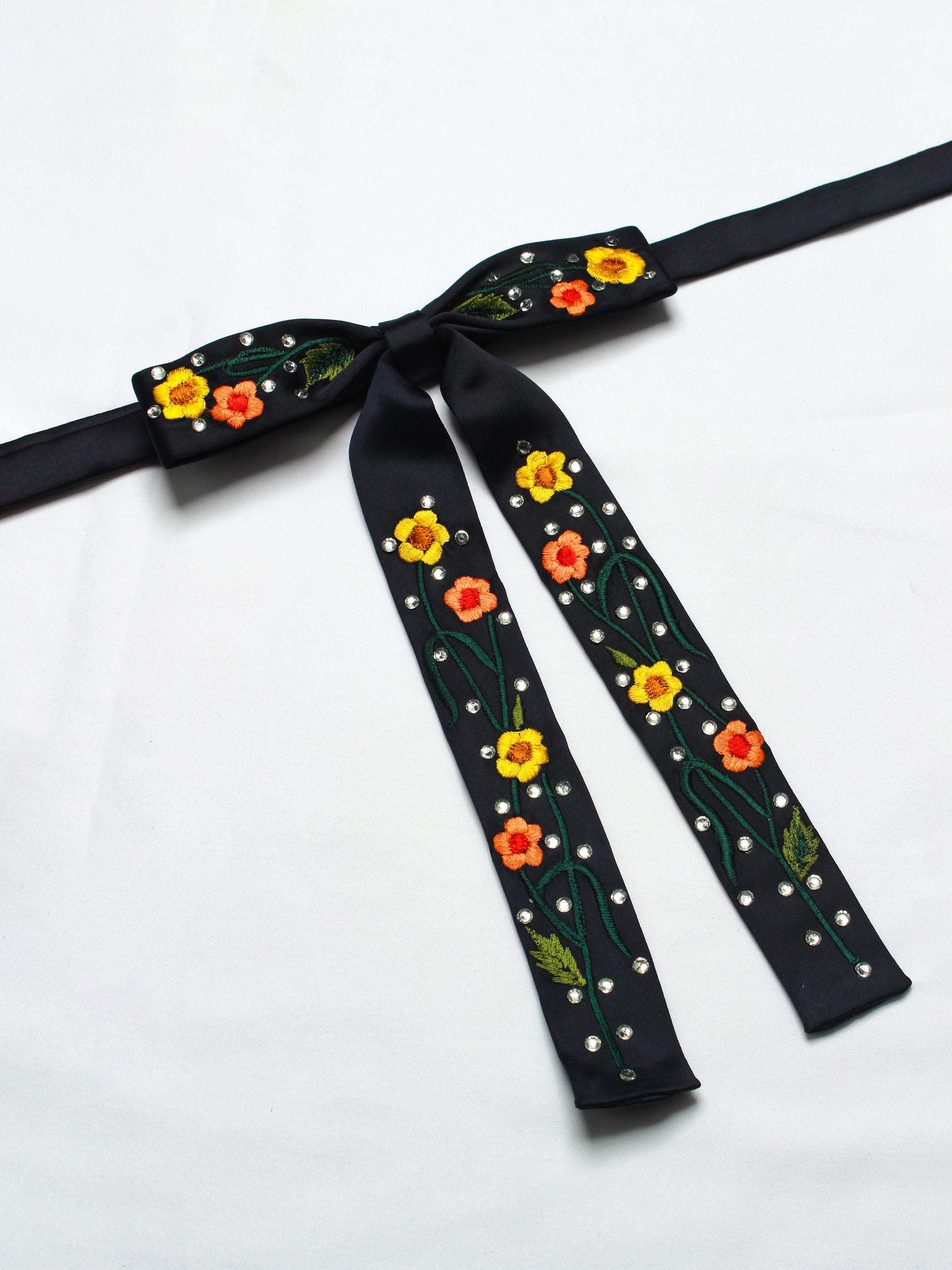 Western Flame & Floral Embroidered String Tie Set