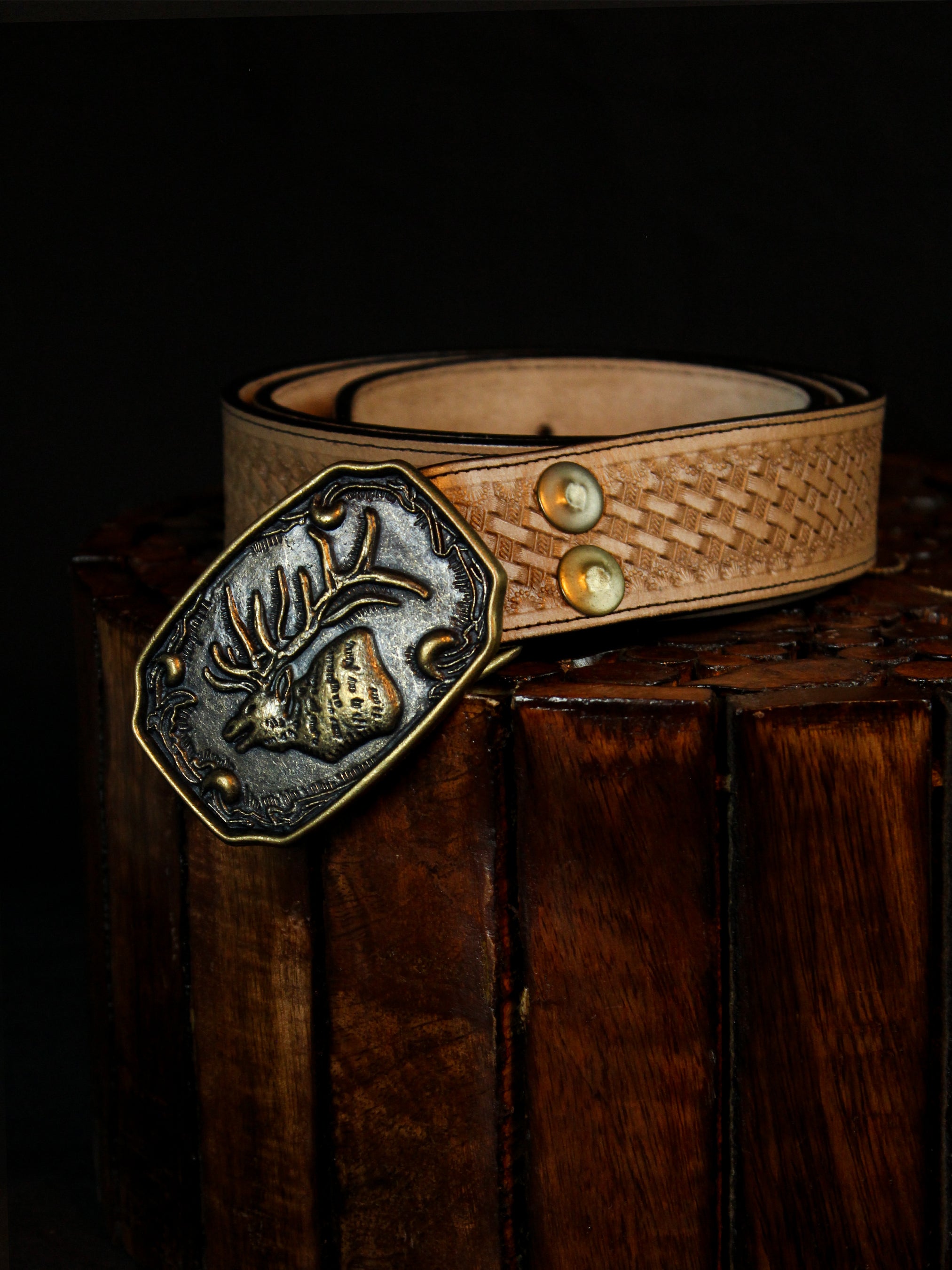 Woven Pattern Leather Belt