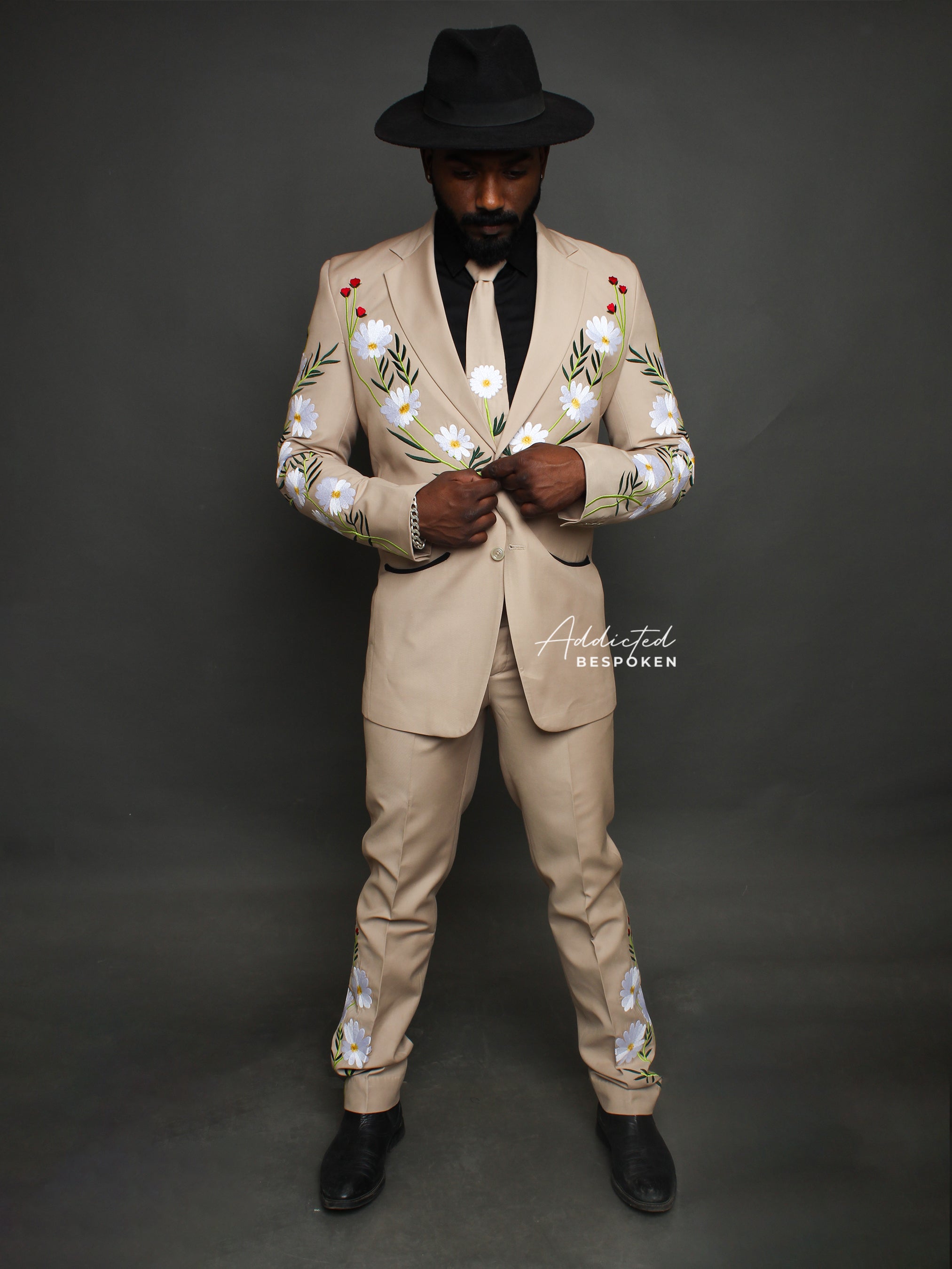 modern wedding dress for man Daisy Floral Classic Suit
