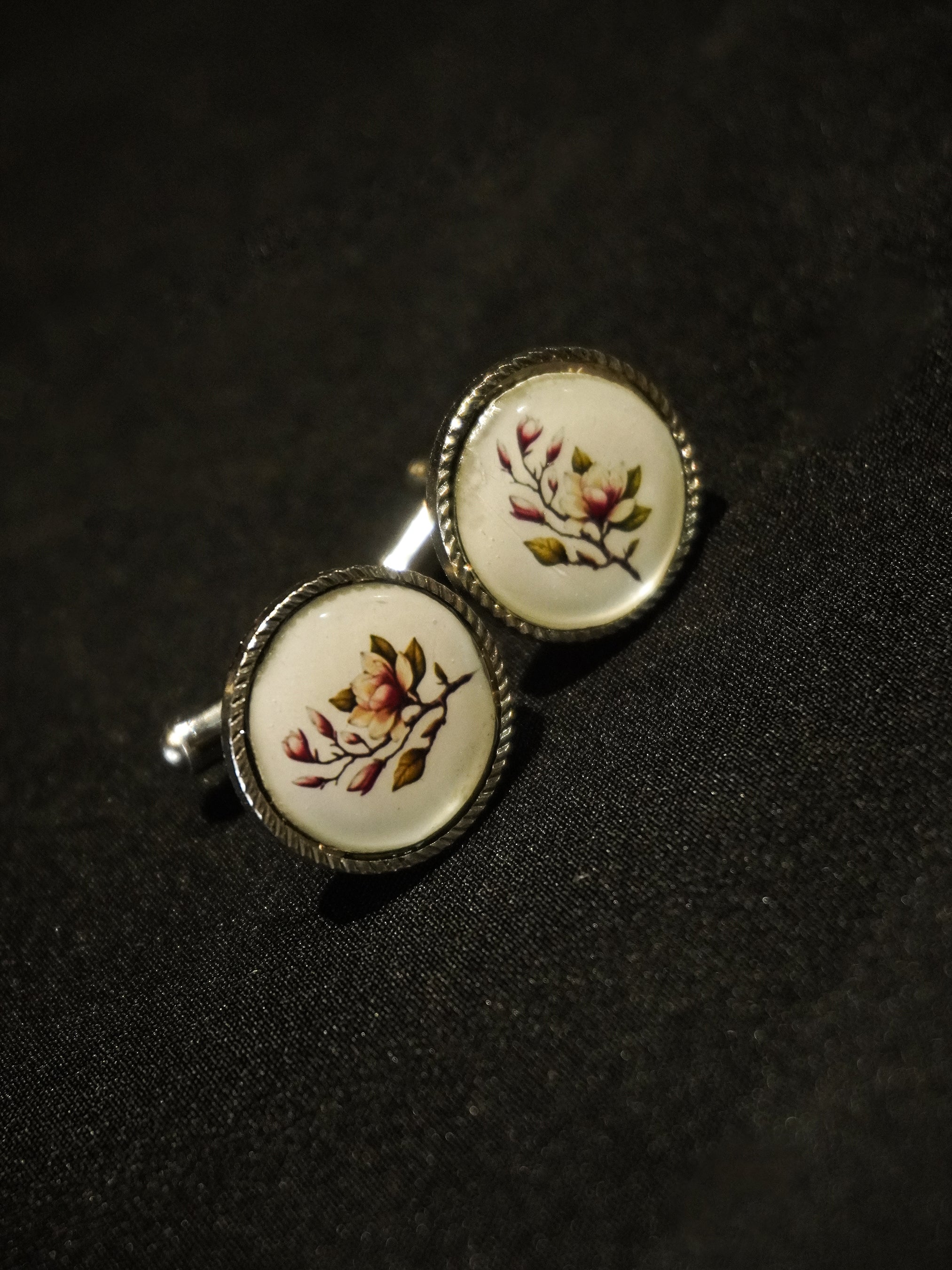 Hand-Painted Floral Cufflinks
