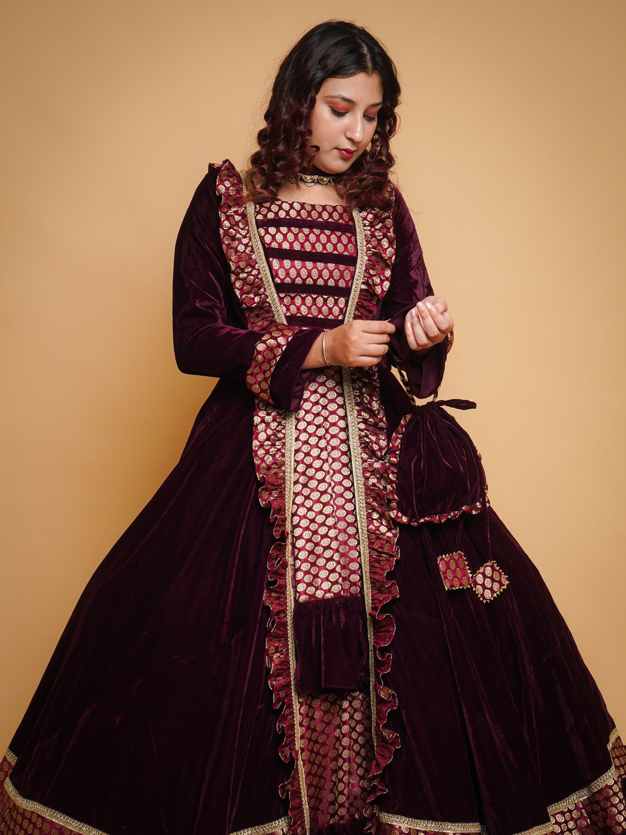 Velvet Brocade Royal Gown