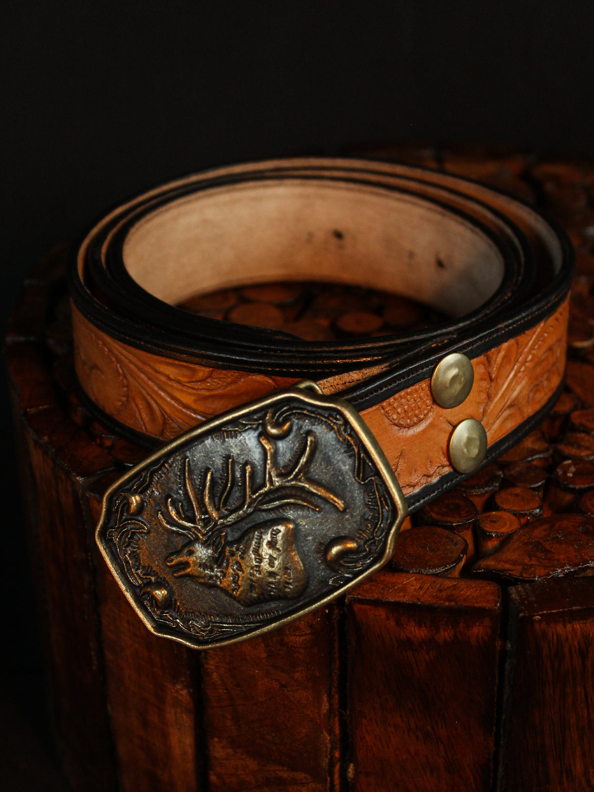 Vintage Brass Floral Belt Amazon.com: KLAMRA Leather Belt with brass buckle Rose  main image 4
