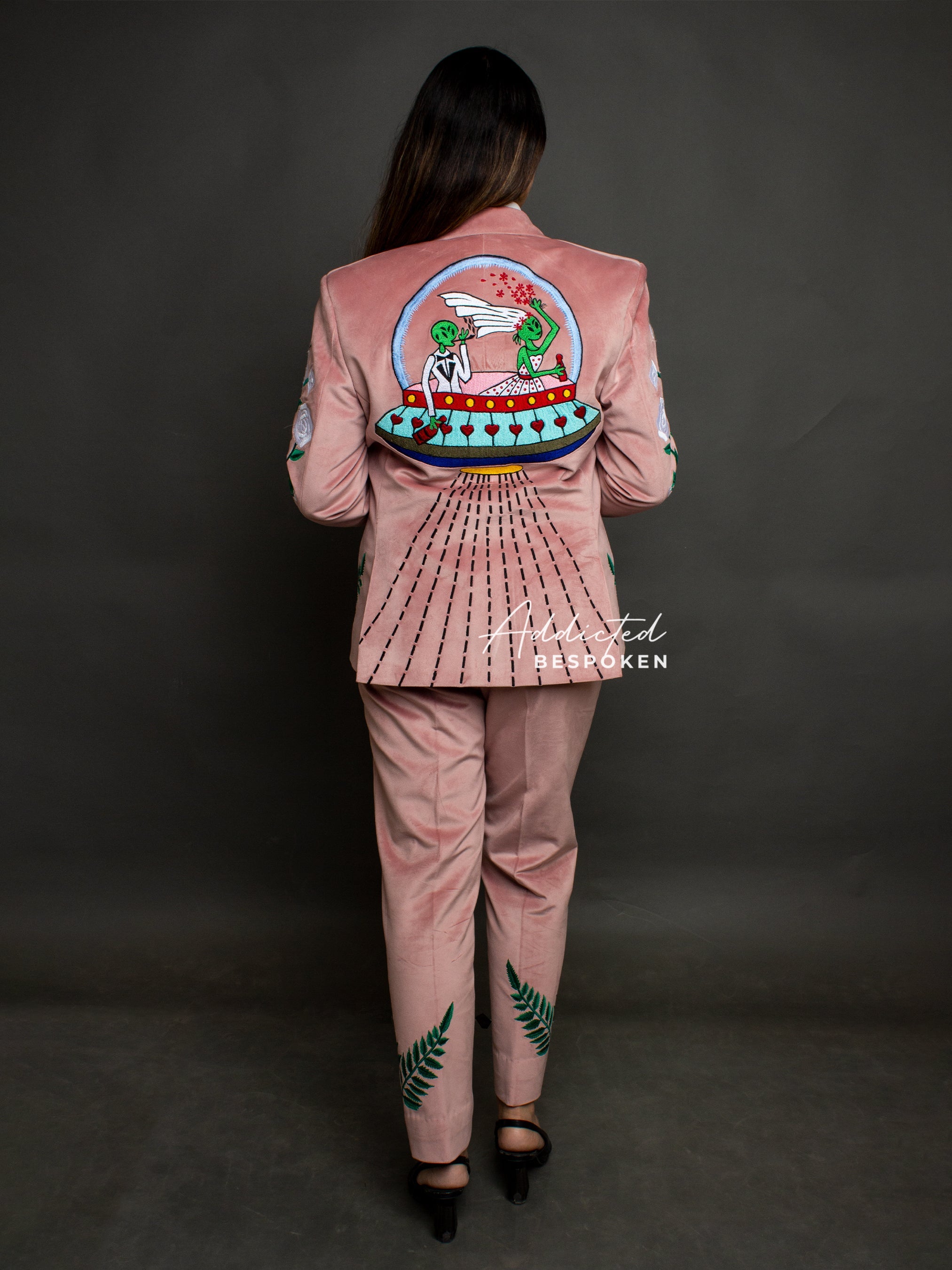 Dusty Rose Floral Embroidered Suit Addicted Bespoken