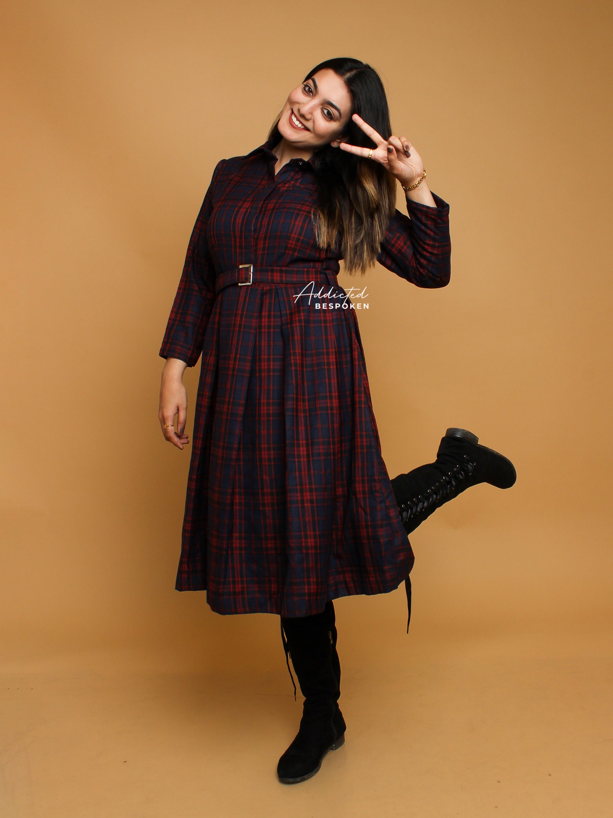 Bold Patterned Check Dress Addicted Bespoken