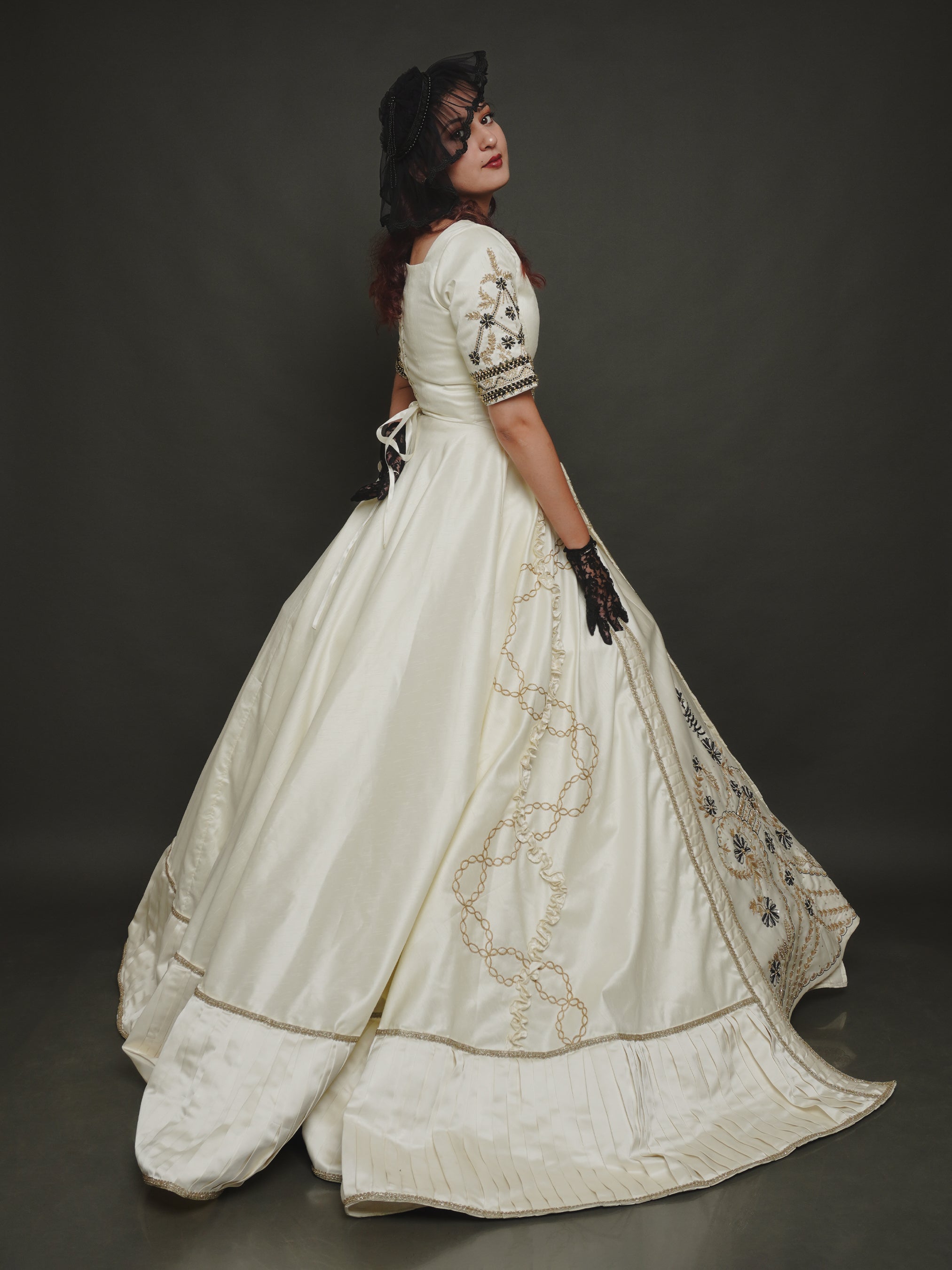 Raw Silk & Satin Embroidered Gown (Copy) Addicted Bespoken