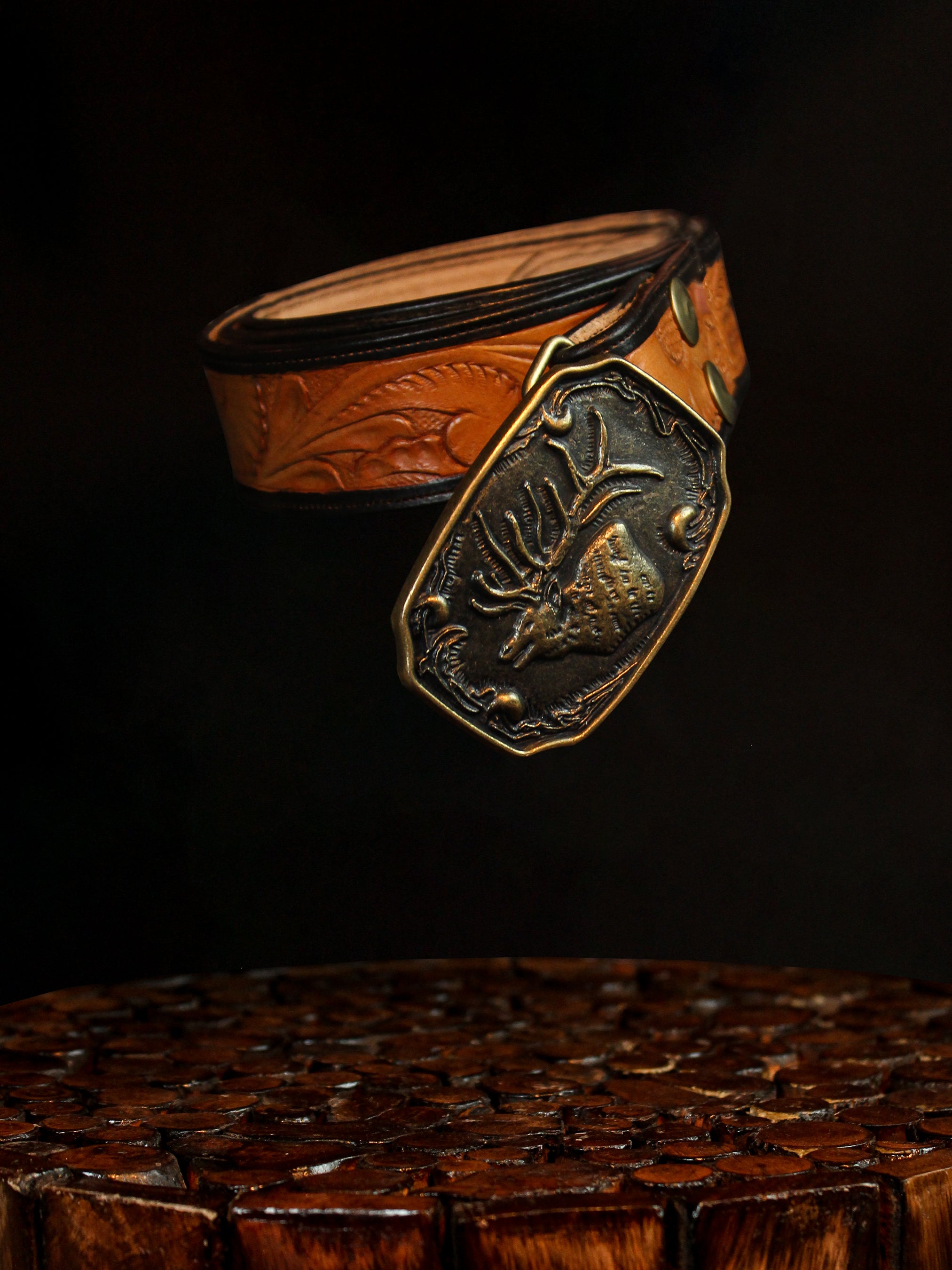 Vintage Floral Leather Belt